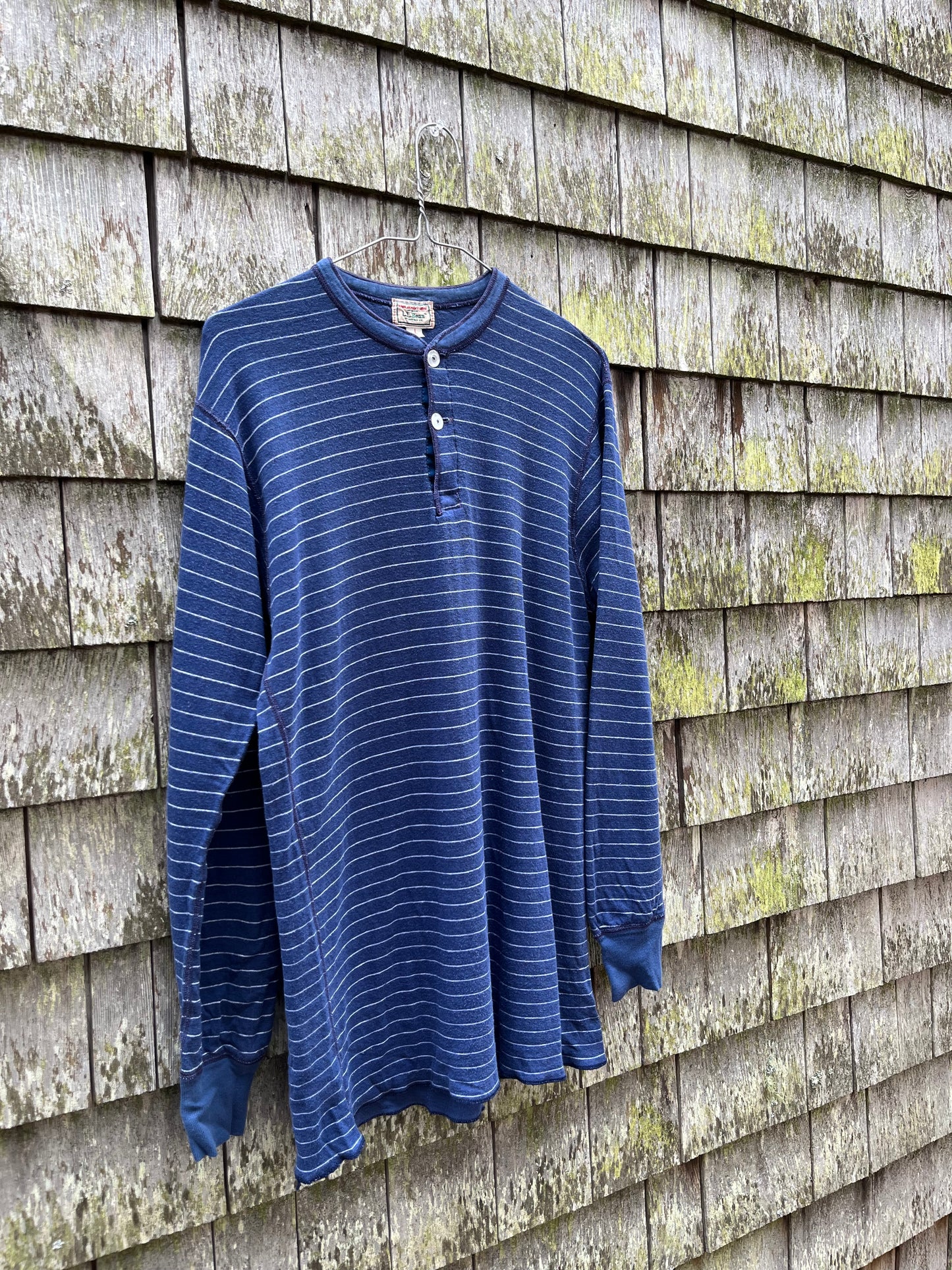 80s L.L. Bean Striped River Driver Thermal Shirt (M)