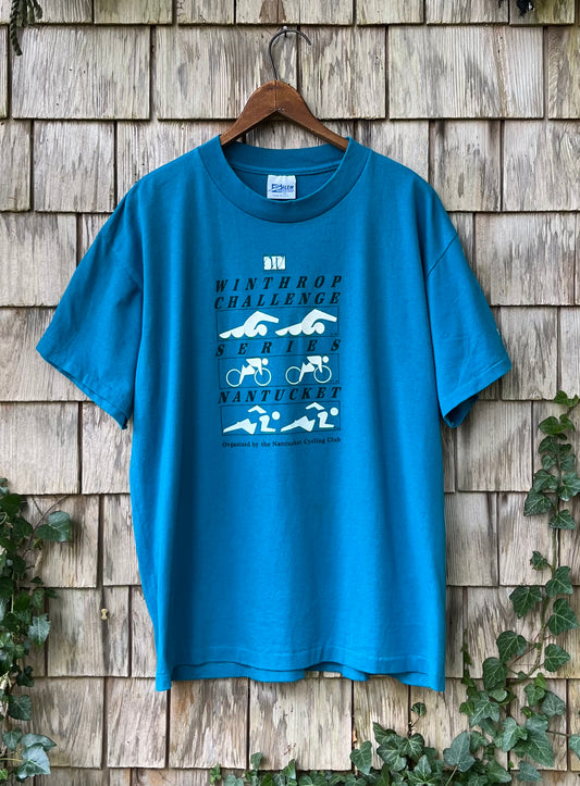 90s Nantucket Cycling Club Winthrop Challenge Triathalon T-Shirt (L)