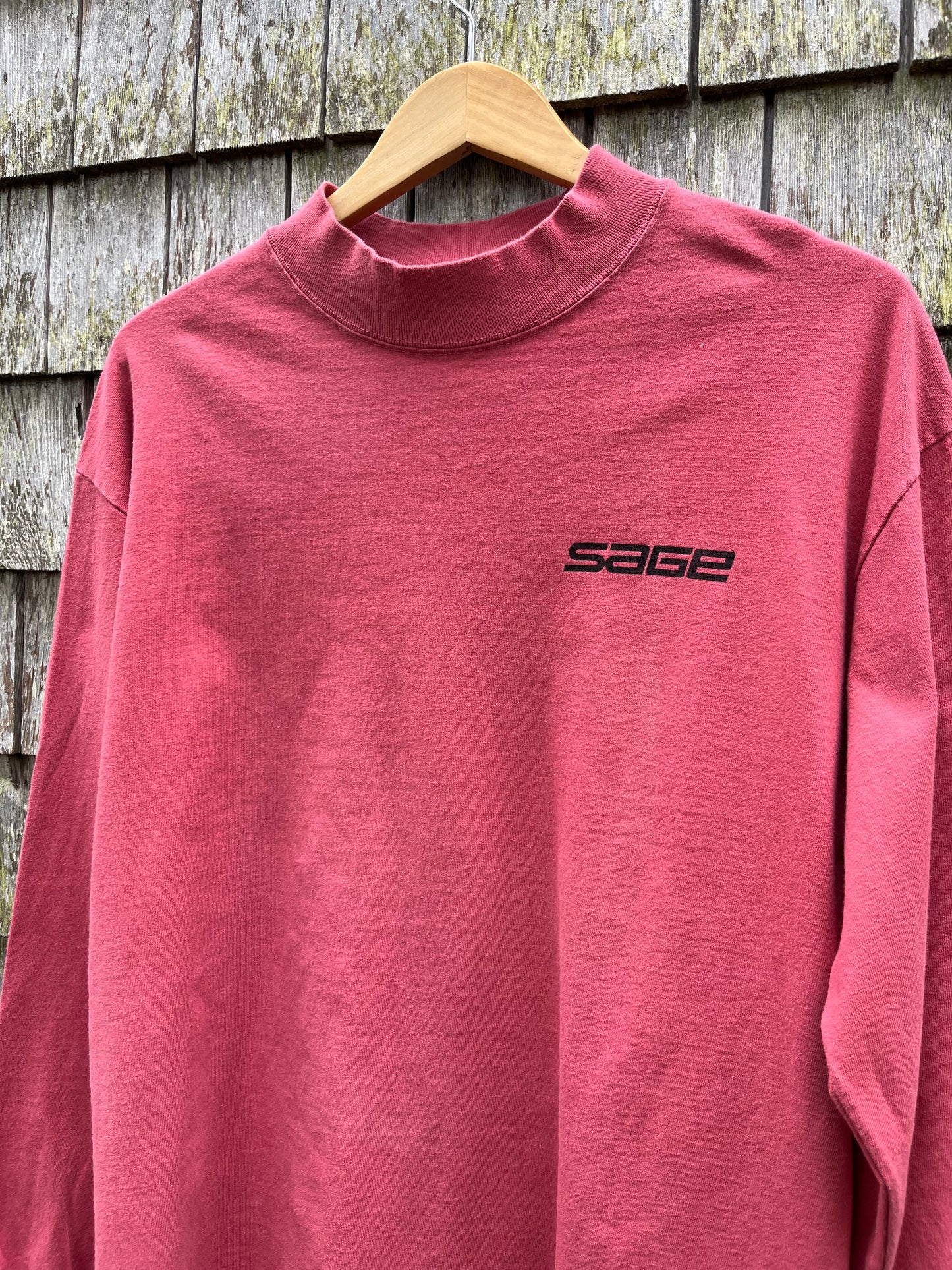 90s Sage Fly Fishing Rods Catch & Release Mock Neck Long Sleeve Shirt (L/XL)