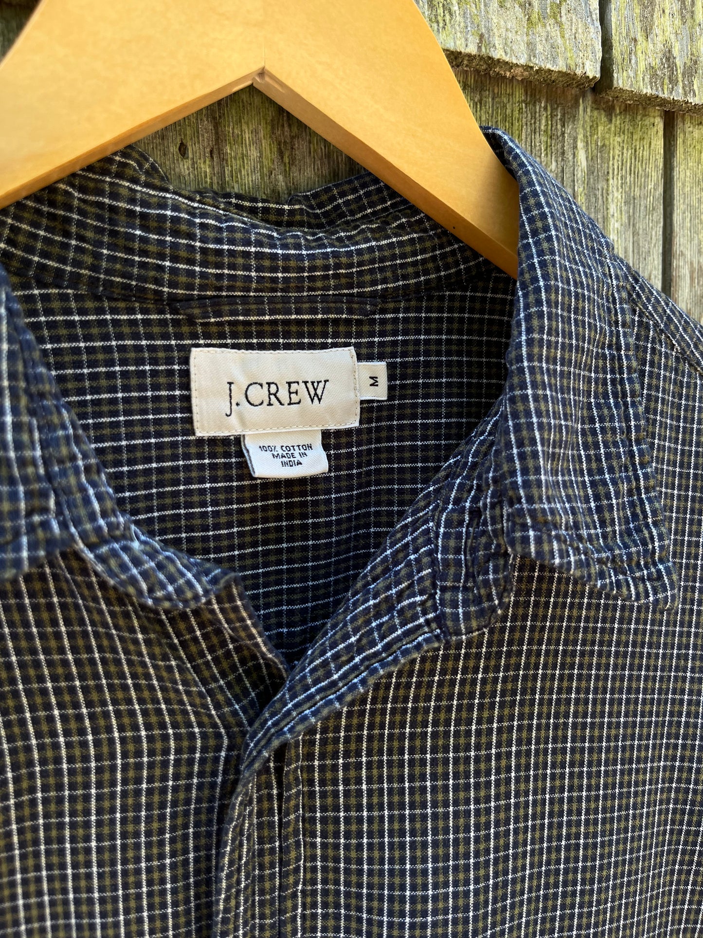 90s J.Crew Lightweight Cotton Check Button Front Shirt (L)