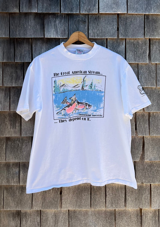 90s US Forest Service Salmon Project Great American Stream T-Shirt (XL)