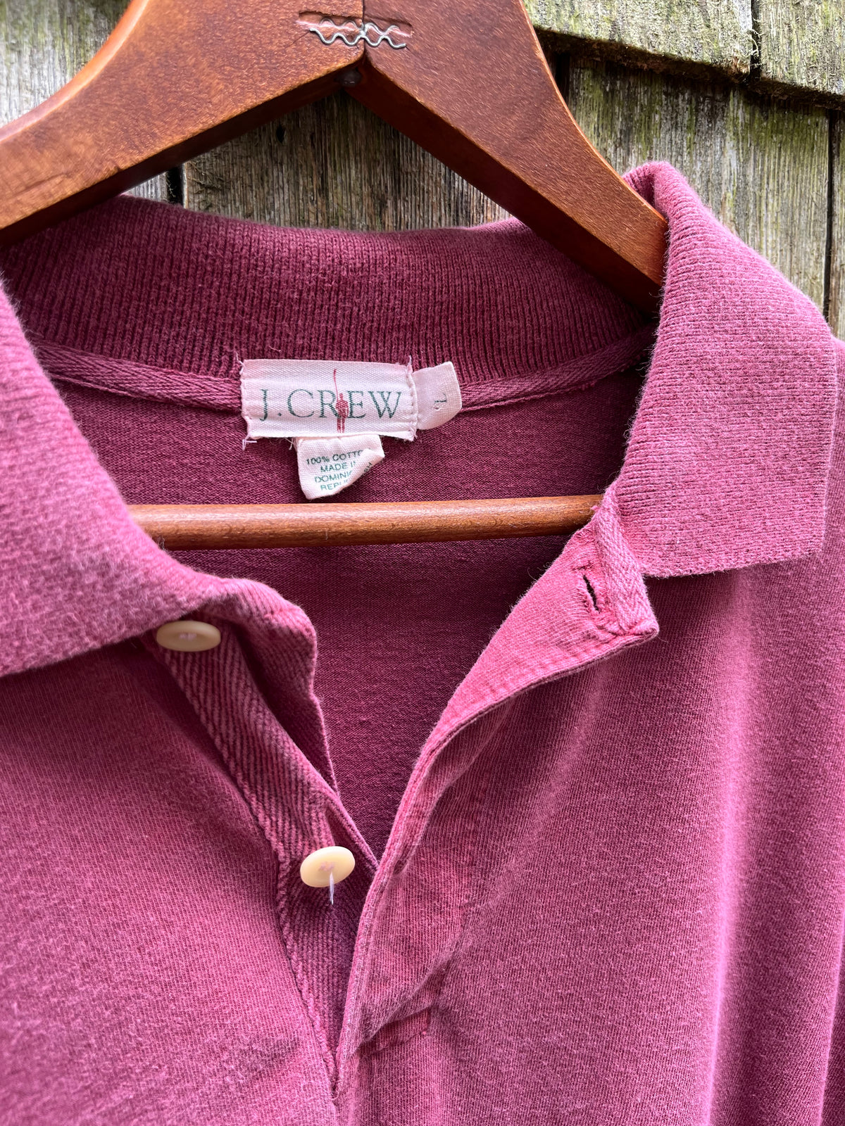 90s J.Crew Garment Dye Cotton Long Sleeve Polo Shirt (L)