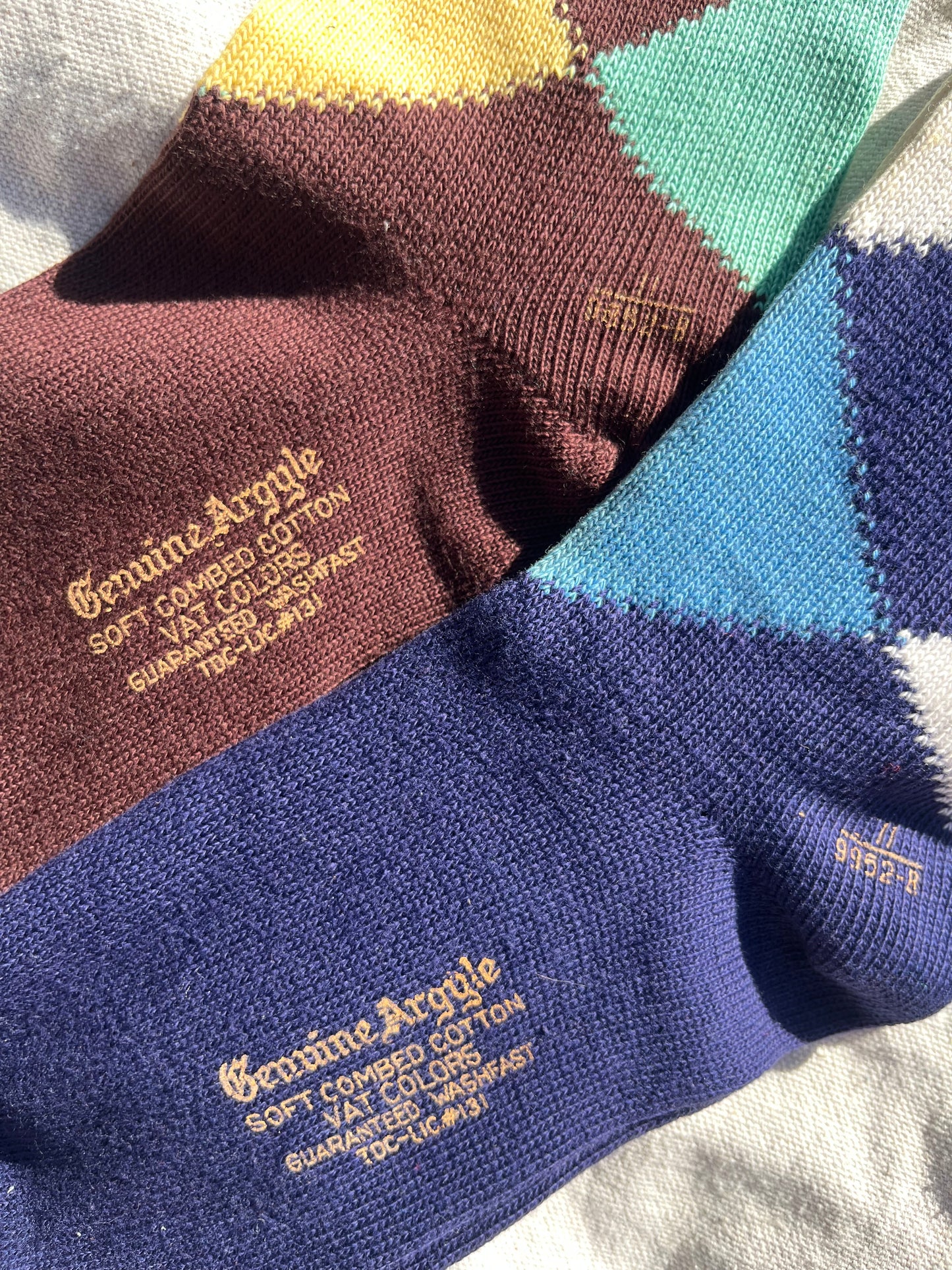 60s Pennleigh Argyle Pattern Cotton Socks Size 11 (2x pairs)