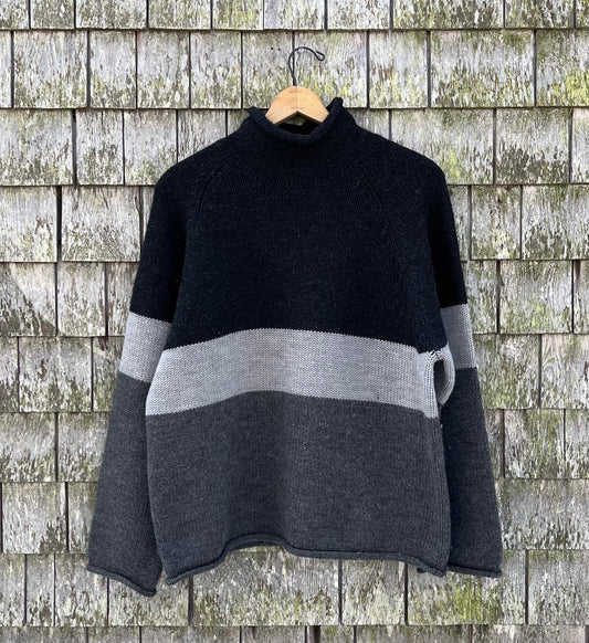 90s J.Crew Striped Wool Rollneck Sweater (L)