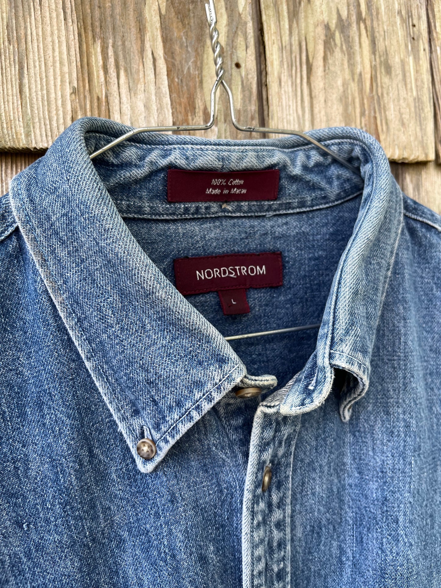 90s Nordstrom Heavyweight Cotton Denim Button Down Shirt (XL)