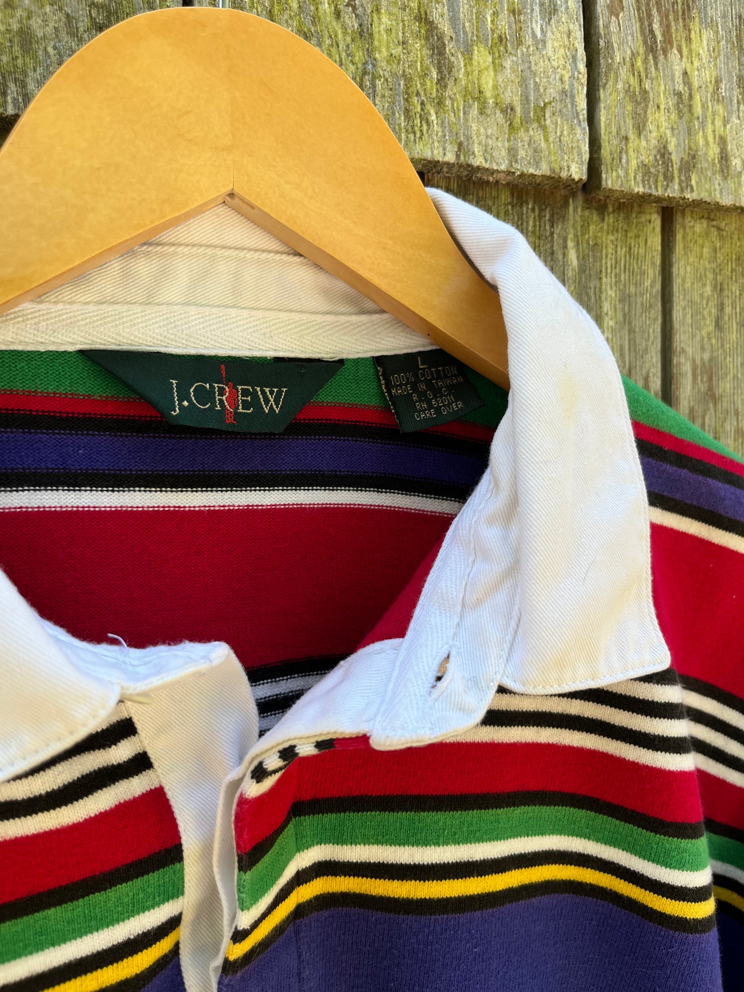 90s J.Crew Multi Stripe Cotton Rugby Shirt (L)