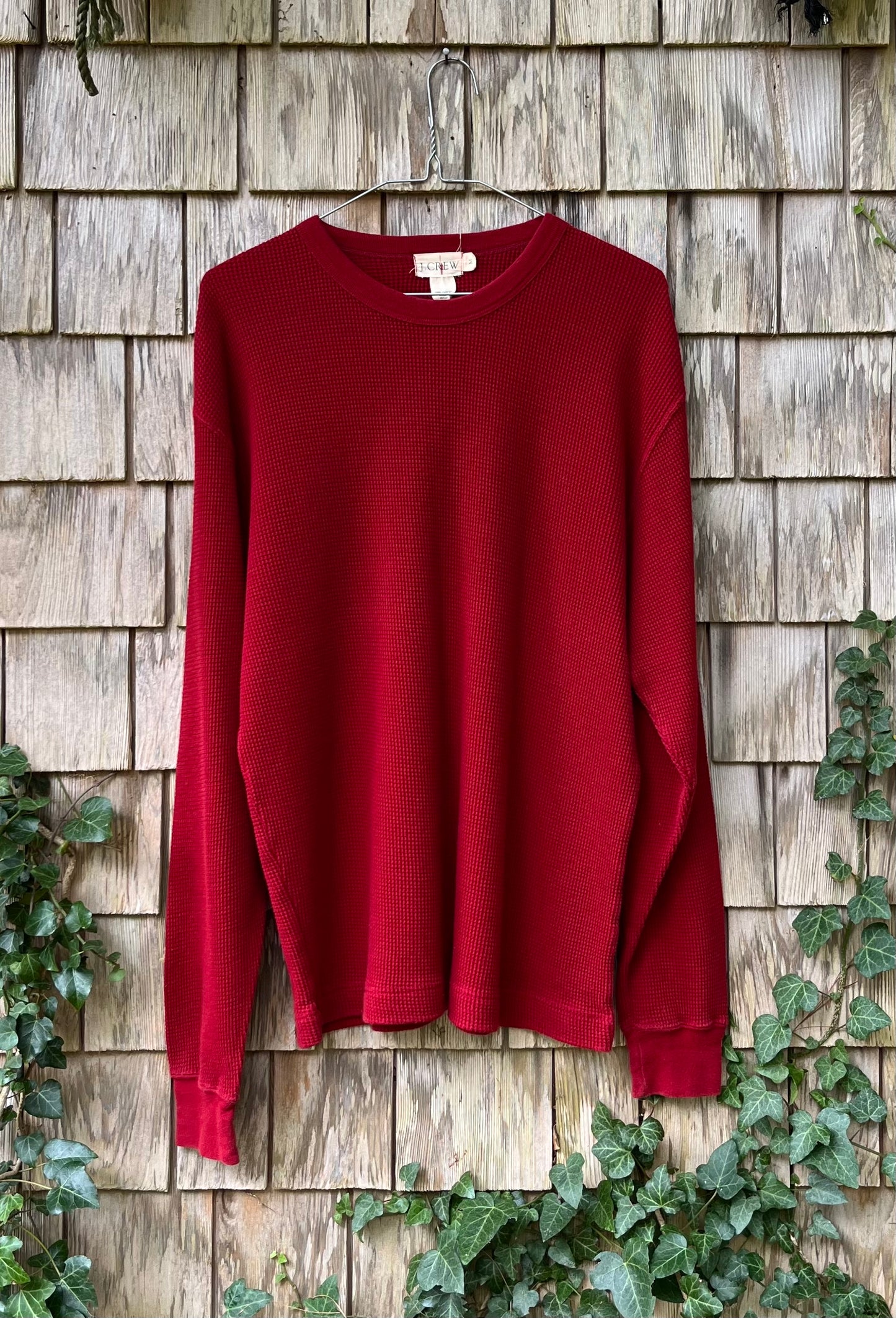 90s J. Crew Waffle Knit Cotton Thermal Shirt (L)