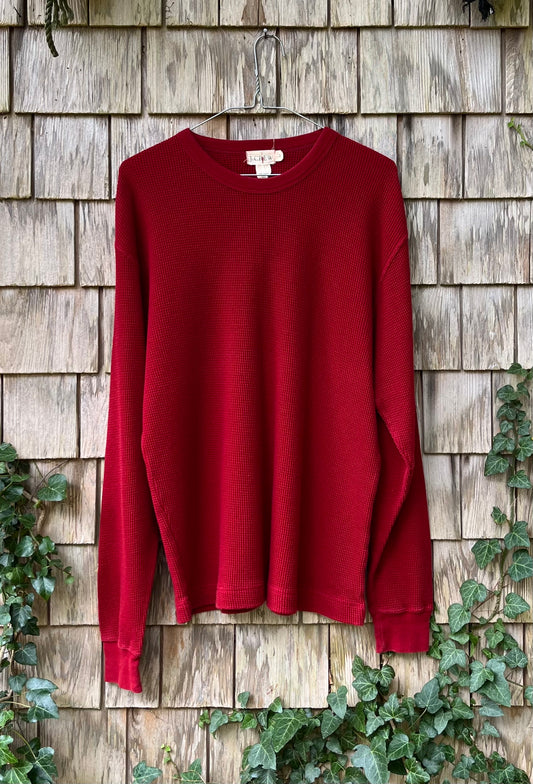 90s J. Crew Waffle Knit Cotton Thermal Shirt (L)