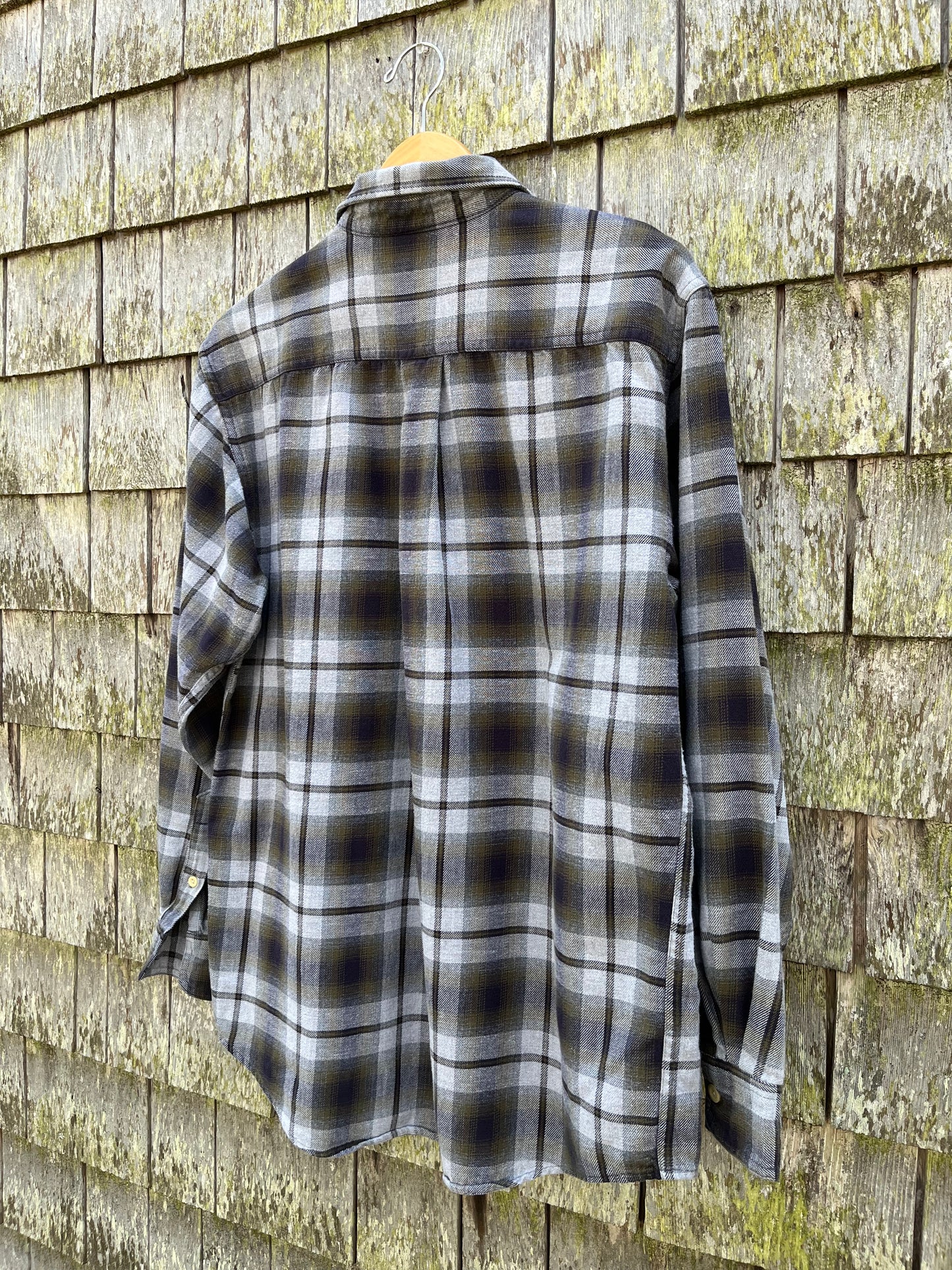 90s J.Crew Shadow Plaid Cotton Flannel Shirt (L)