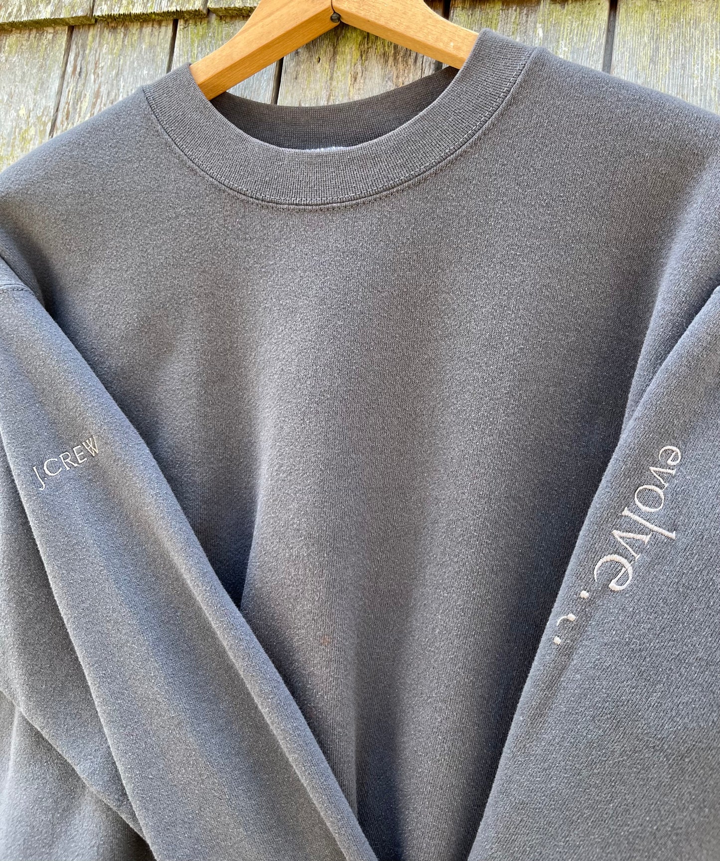 90s J.Crew Embroidered Crewneck Cotton Sweatshirt (L)