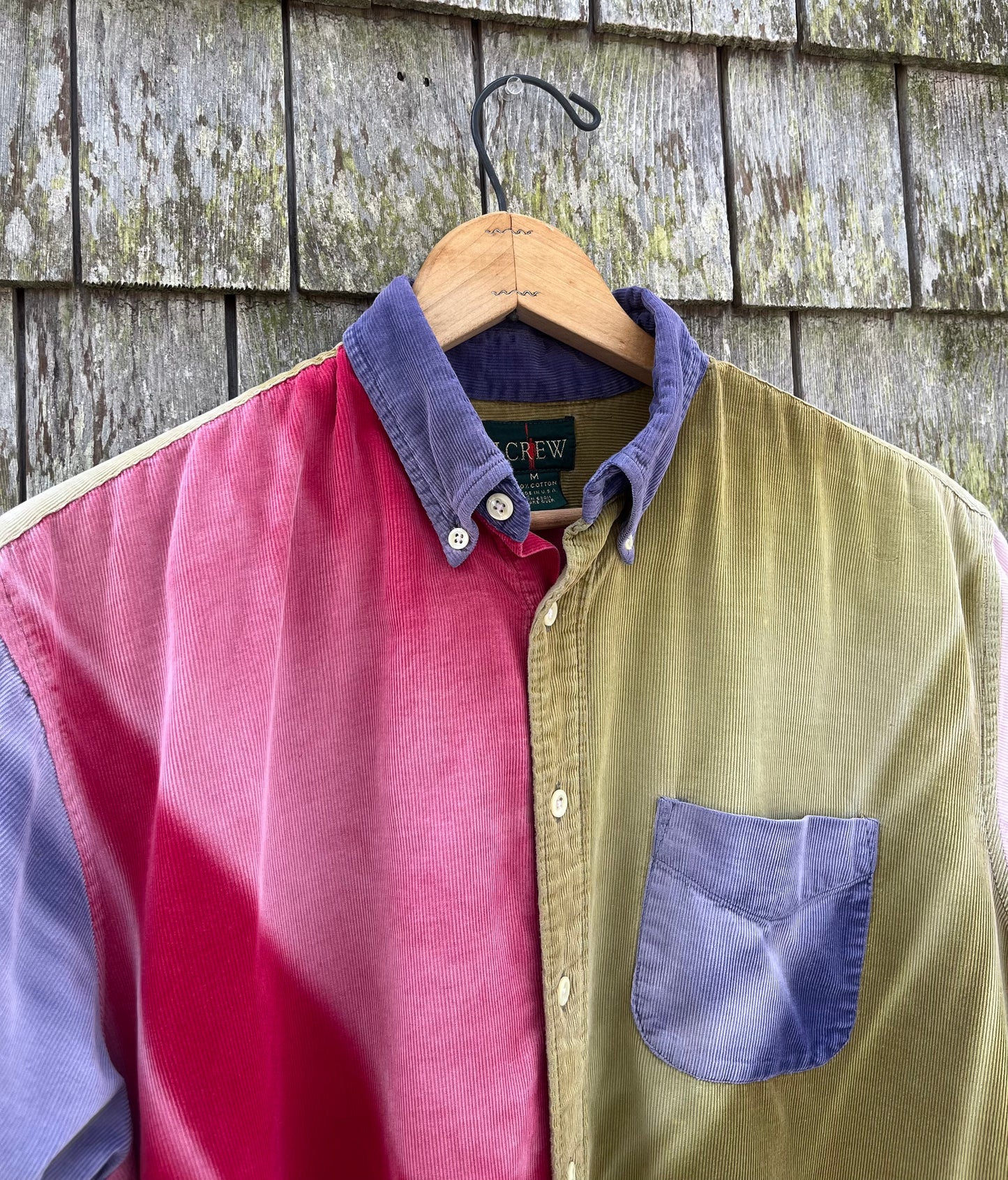 90s J.Crew Faded Colorblock Corduroy Button Down Shirt (M/L)