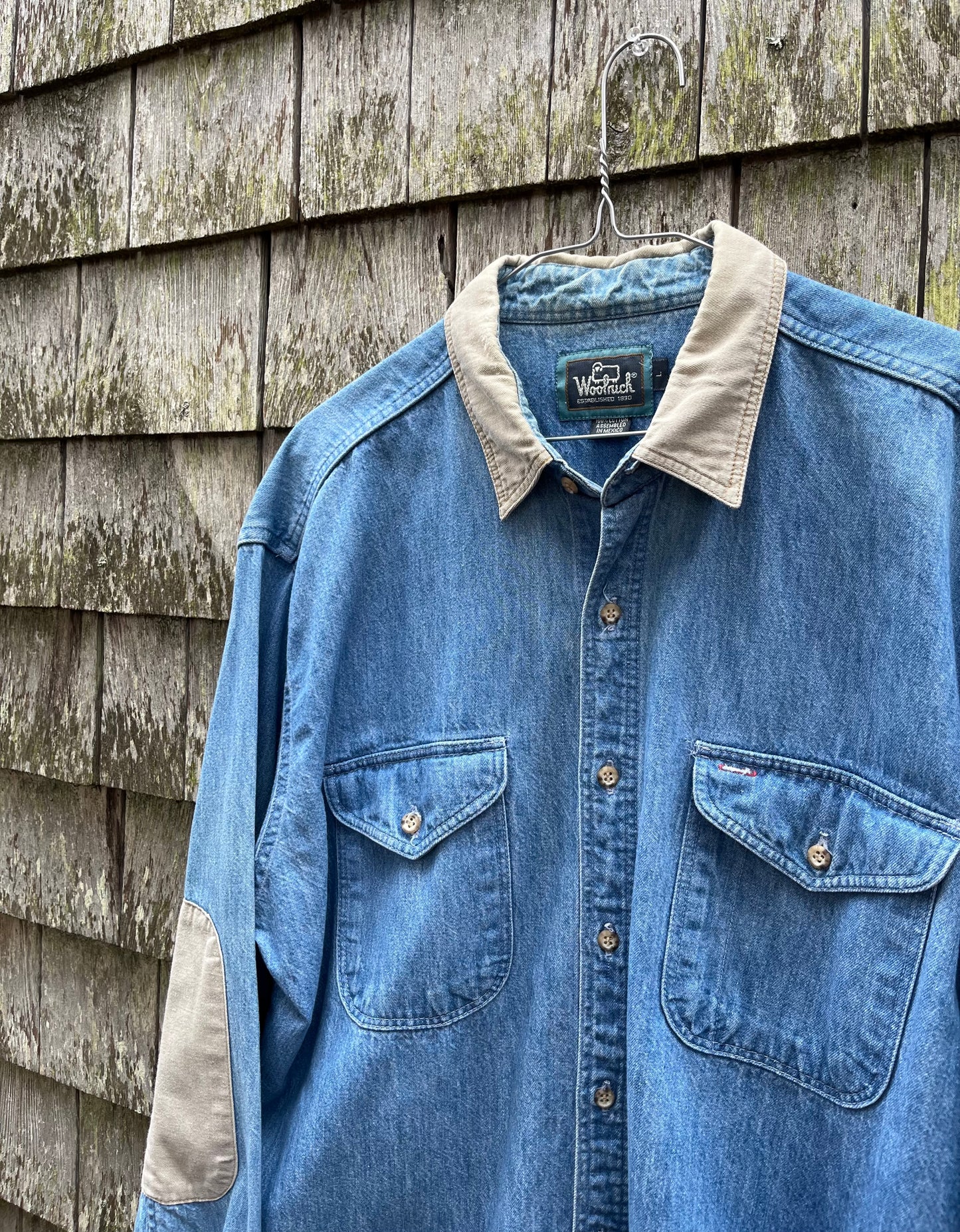 90s Woolrich Denim Twill Patch Shirt (XL)