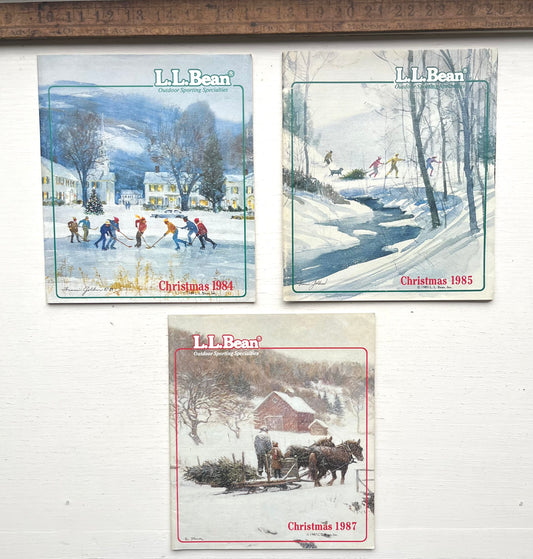 80s Lot of 3 L.L. Bean Christmas Catalogs (1984, 1985, 1987)