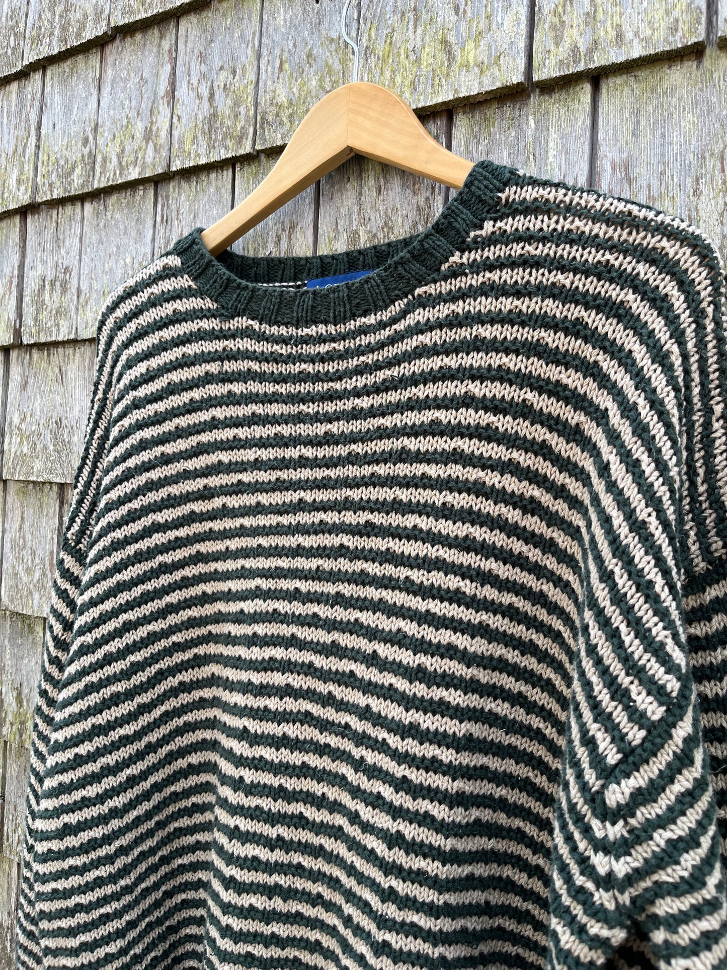 90s J.Crew Linen Cotton Broken Stripe Knit Sweater (XL)