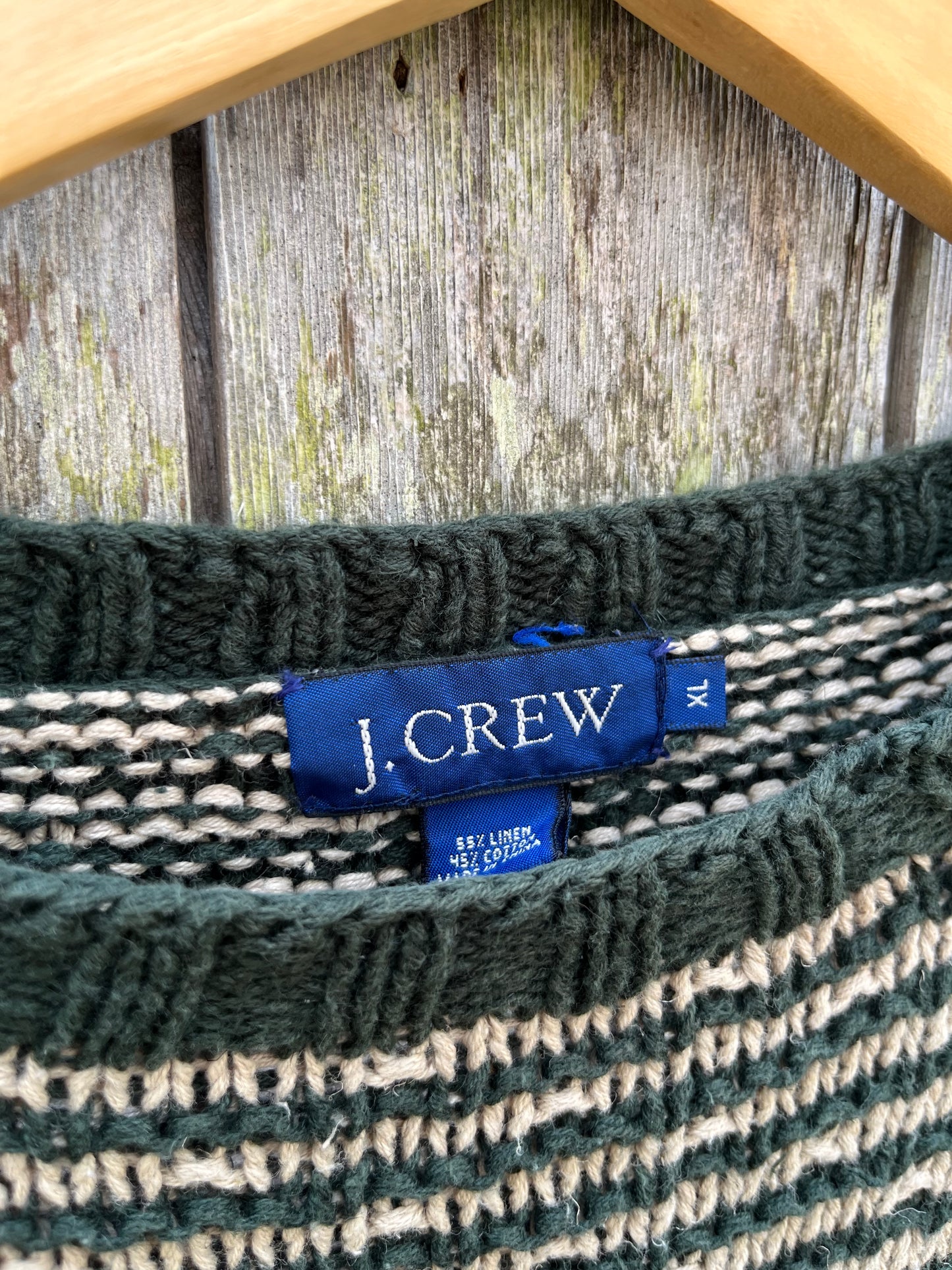 90s J.Crew Linen Cotton Broken Stripe Knit Sweater (XL)