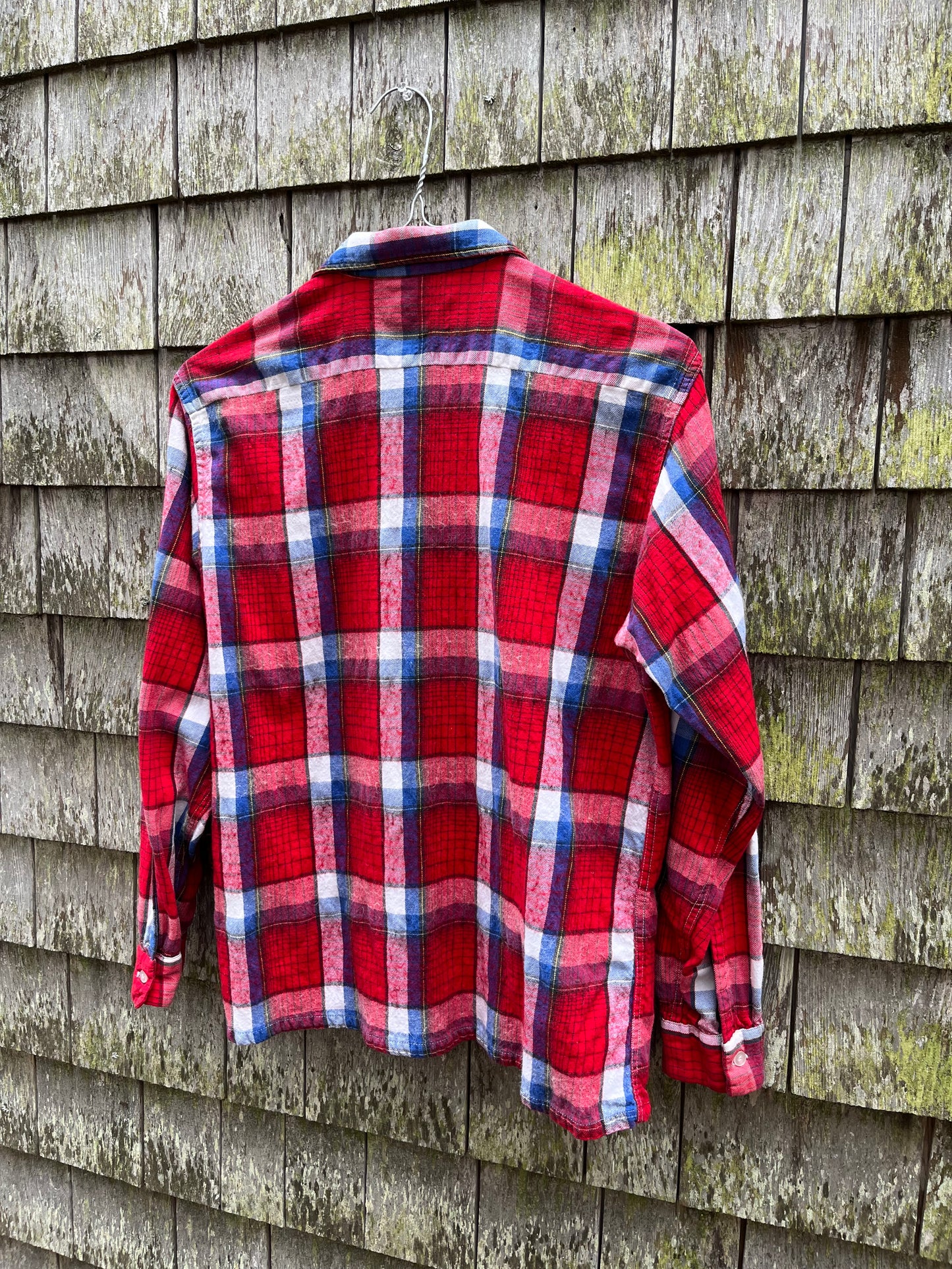 50s Pilgrim 'Lurella' Wool Cotton Blend Flannel Loop Collar Shirt (L)