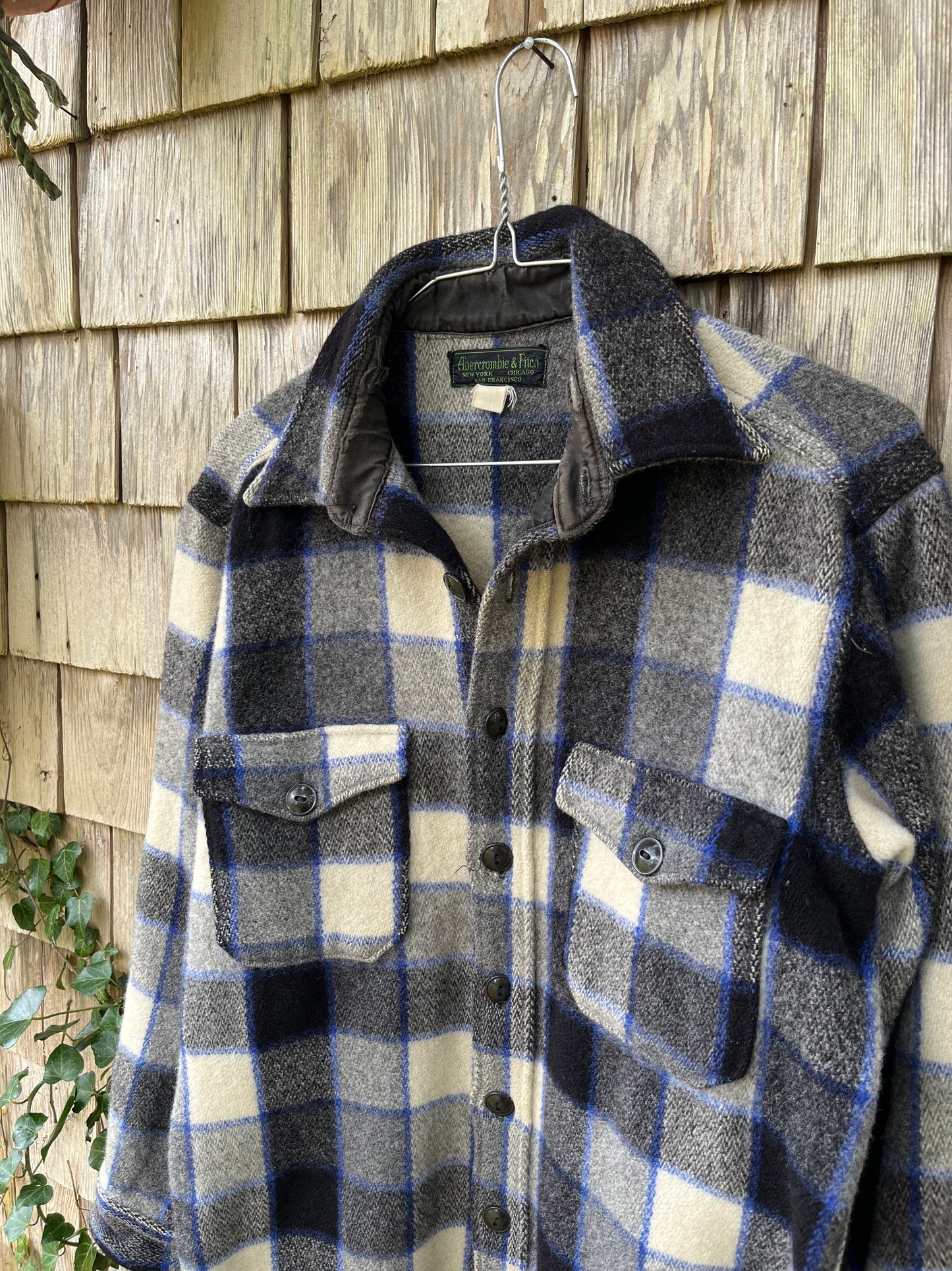 50s Abercrombie & Fitch Heavyweight Wool Button Up Shirt (M)