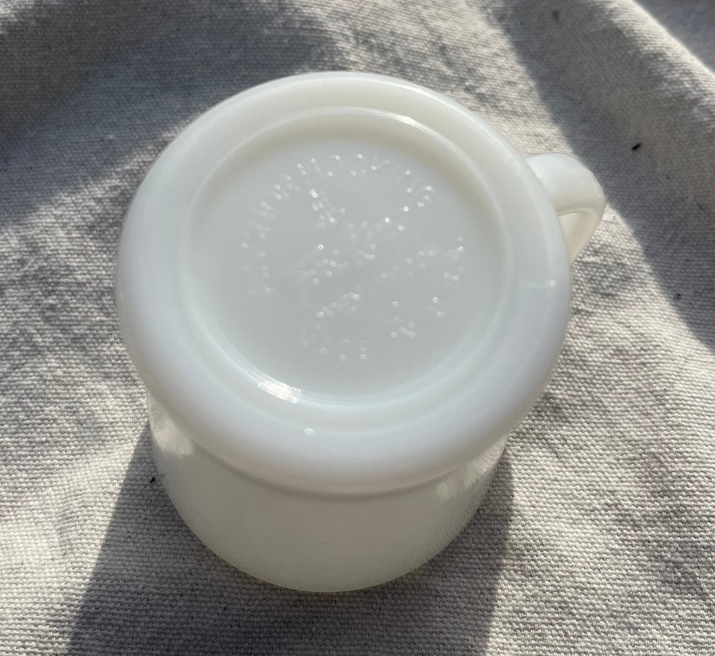 70s Bass River Savings Bank Anchor Hocking Fire King Milkglass Coffee Mug