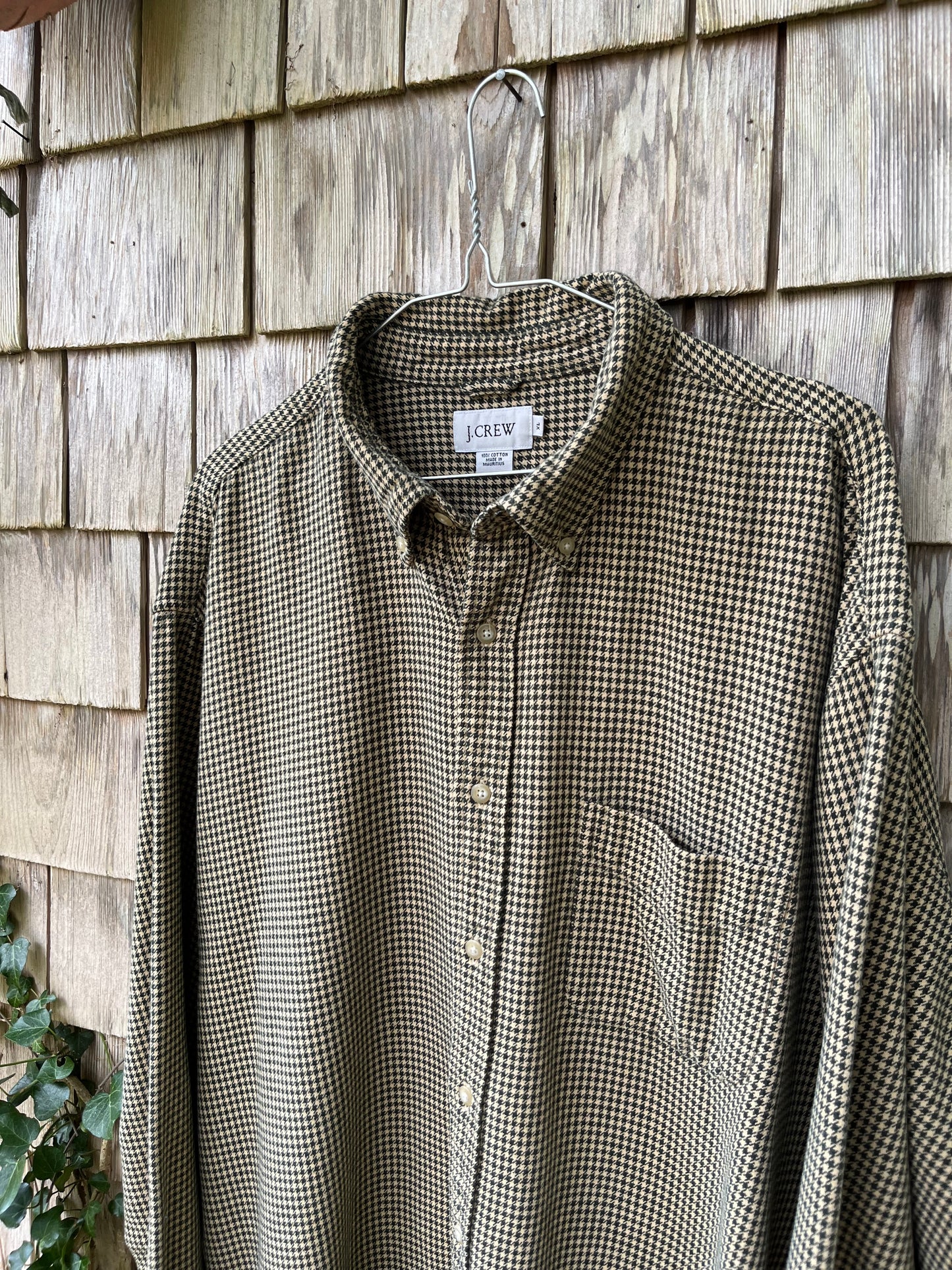 90s J. Crew Houndstooth Weave Brushed Cotton Button Down Shirt (XL/XXL)