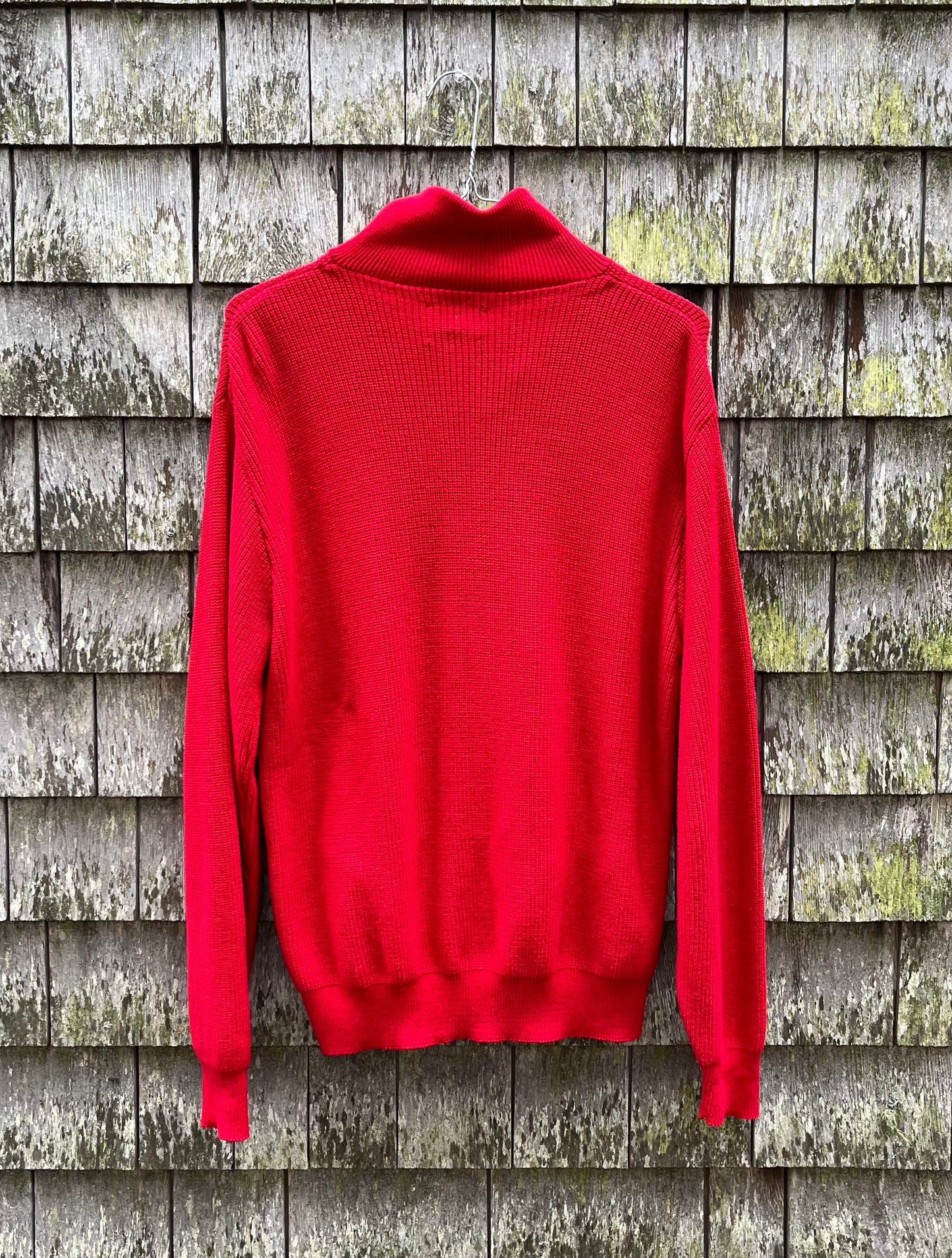 80s L.L. Bean Zip-Front Shaker Stitch Cotton Sweater (L)