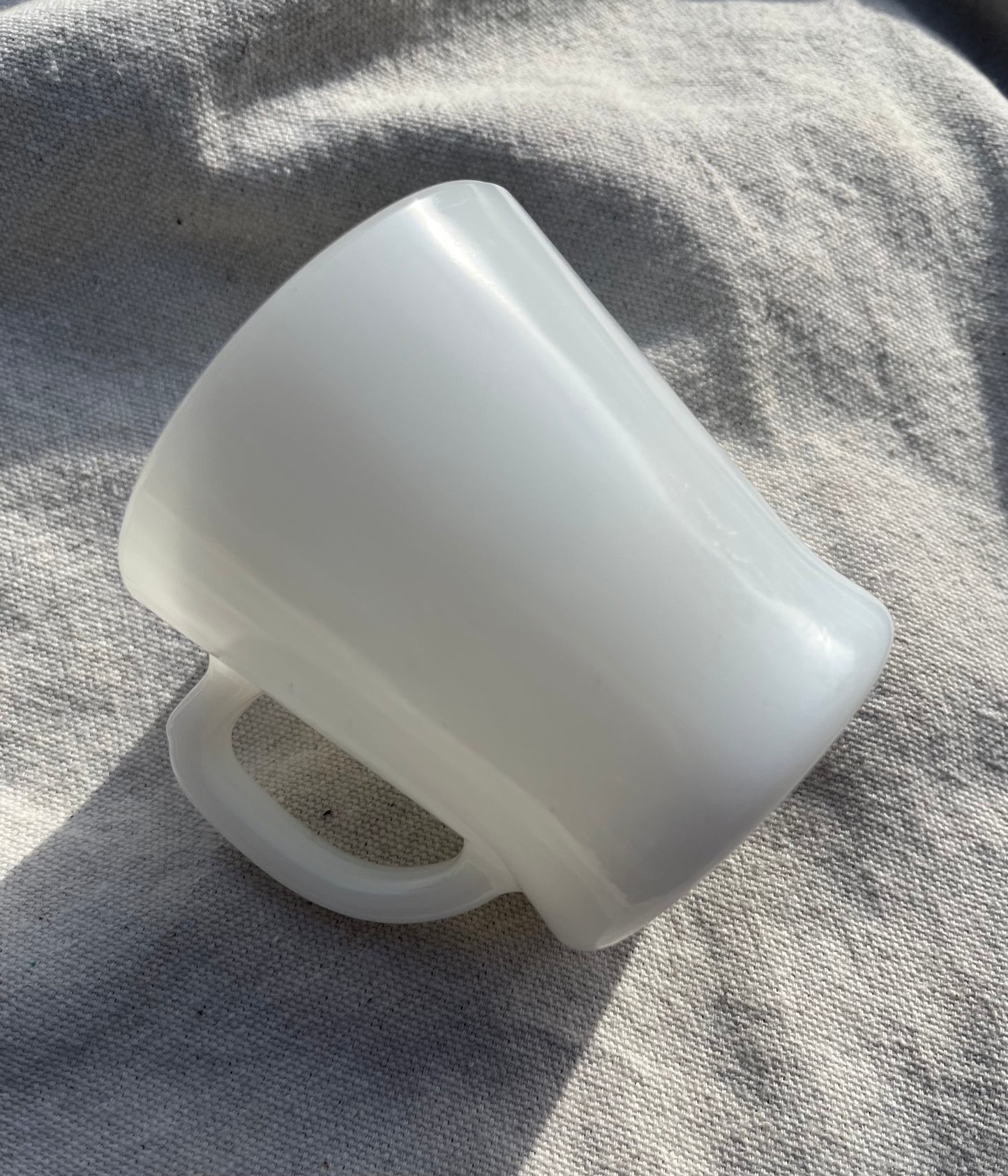 70s Bass River Savings Bank Anchor Hocking Fire King Milkglass Coffee Mug