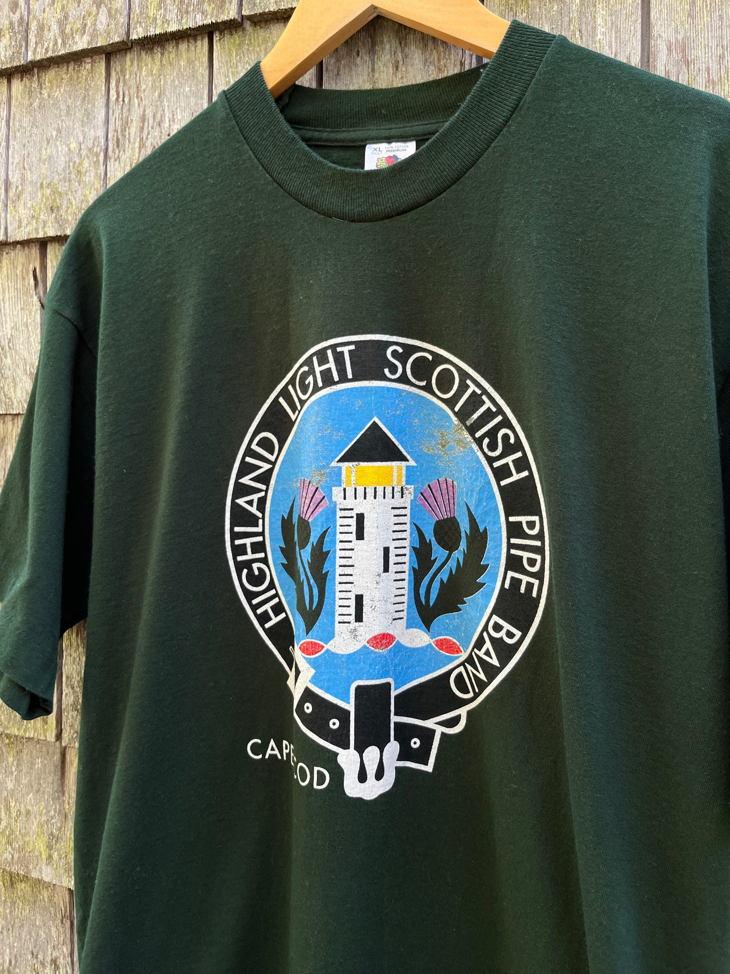 90s Cape Cod Highland Light Scottish Pipe Band T-Shirt (L/XL)