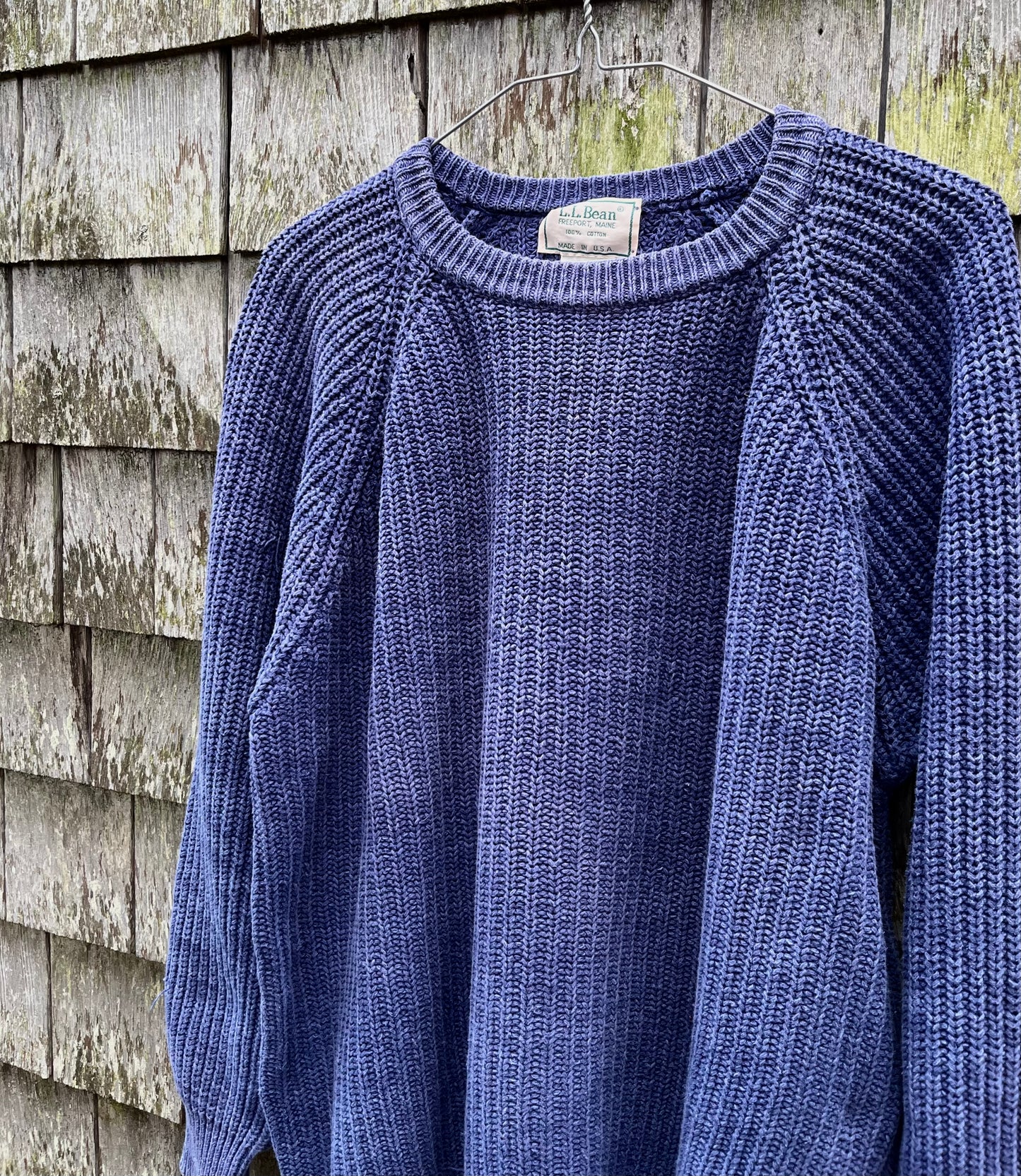 90s L.L. Bean ‘Blue Jeans’ Knit Cotton Sweater (XL)