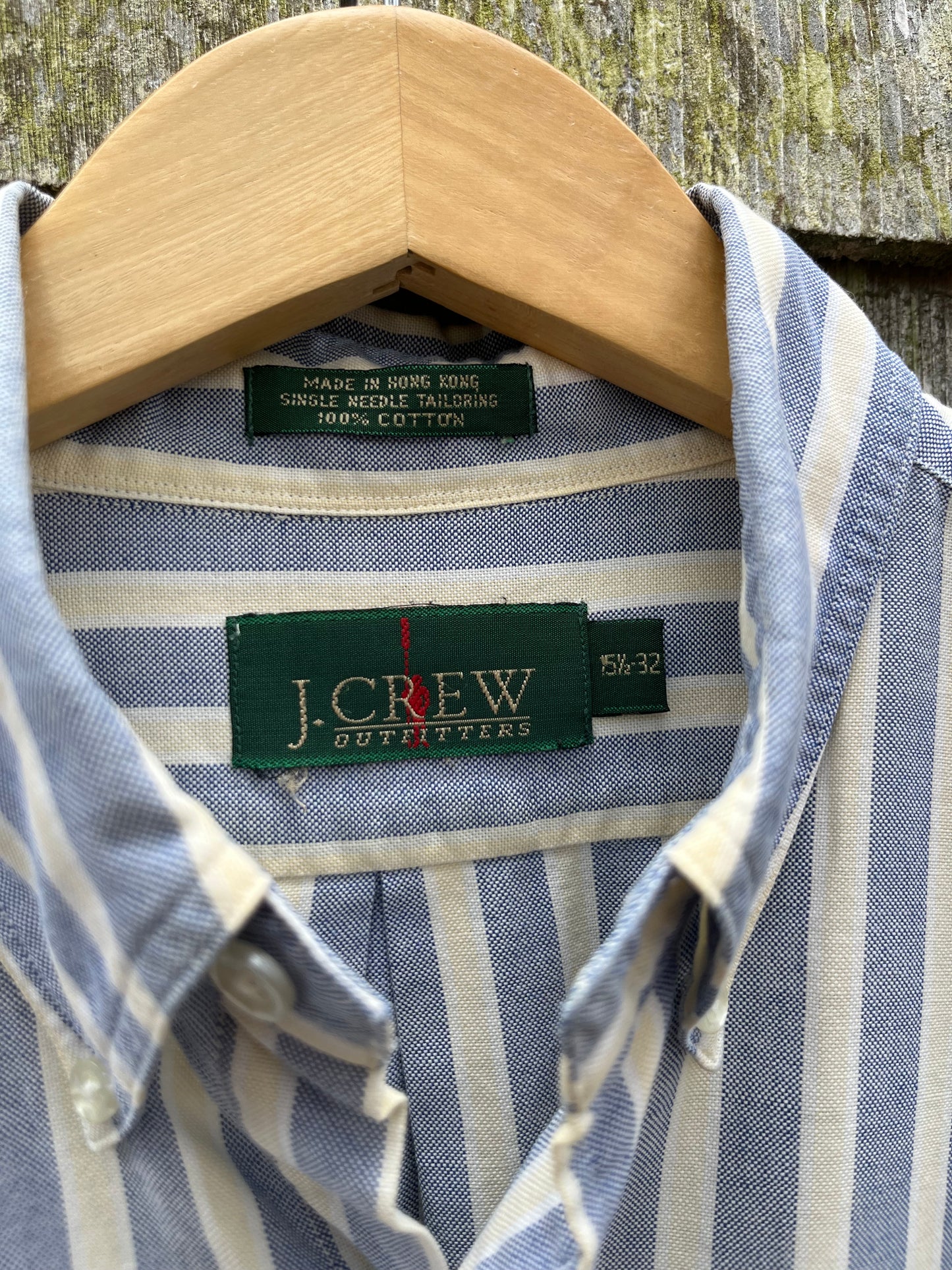 80s J.Crew Bengal Stripe Cotton Oxford Cloth Button Down Shirt (15.5-32)