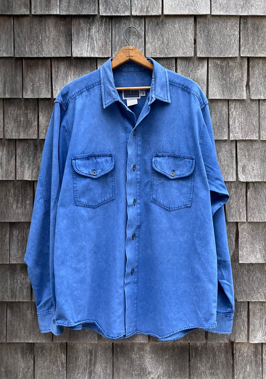 90s Calvin Klein Blue Jeans Pigment Dye Denim Button Up Shirt (XL/XXL)