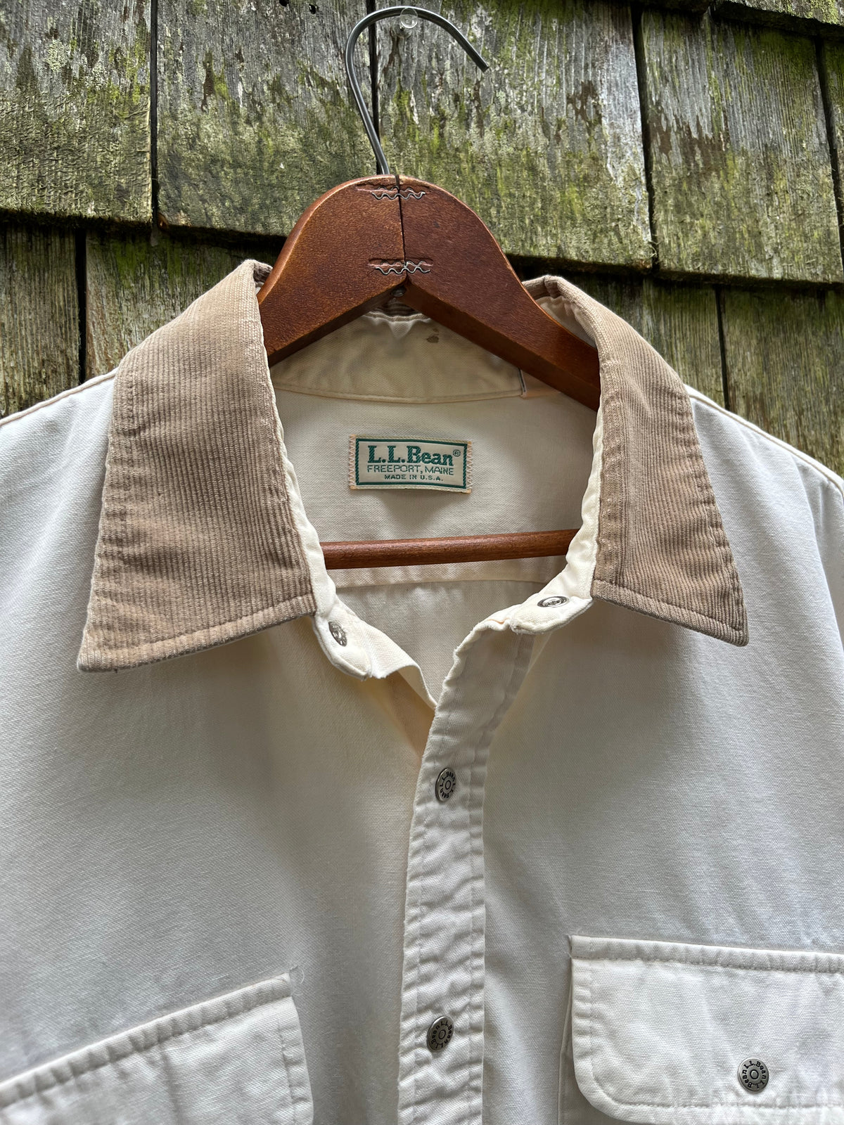 90s L.L. Bean Snap Front Cotton Canvas Work Shirt (XL)