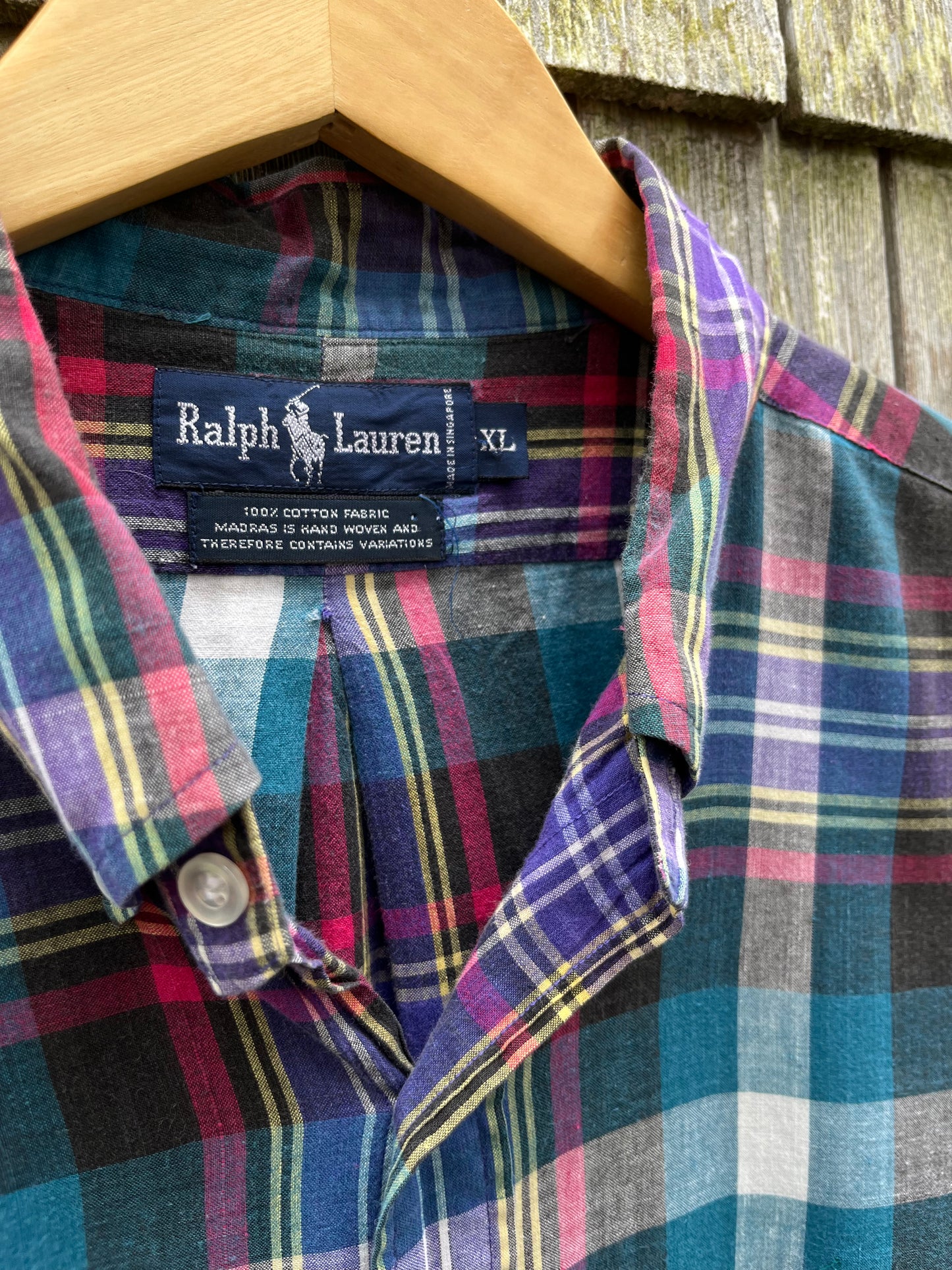 90s Polo Ralph Lauren Cotton Madras Button Down Shirt (XL)