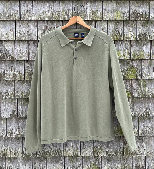 00s GAP Saddle Shoulder Lighweight Cotton Knit Pullover Shirt (XL)