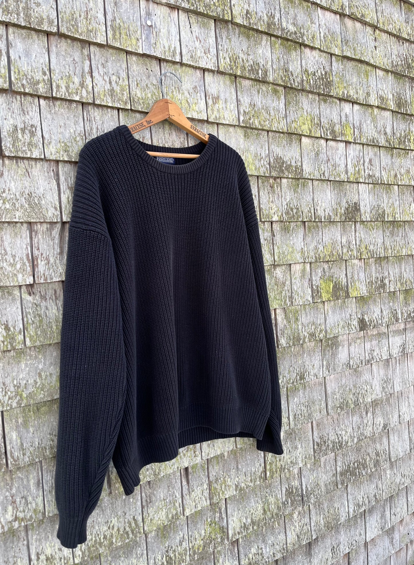 90s Lands’ End Shaker Stitch Cotton Crewneck Sweater (XL)
