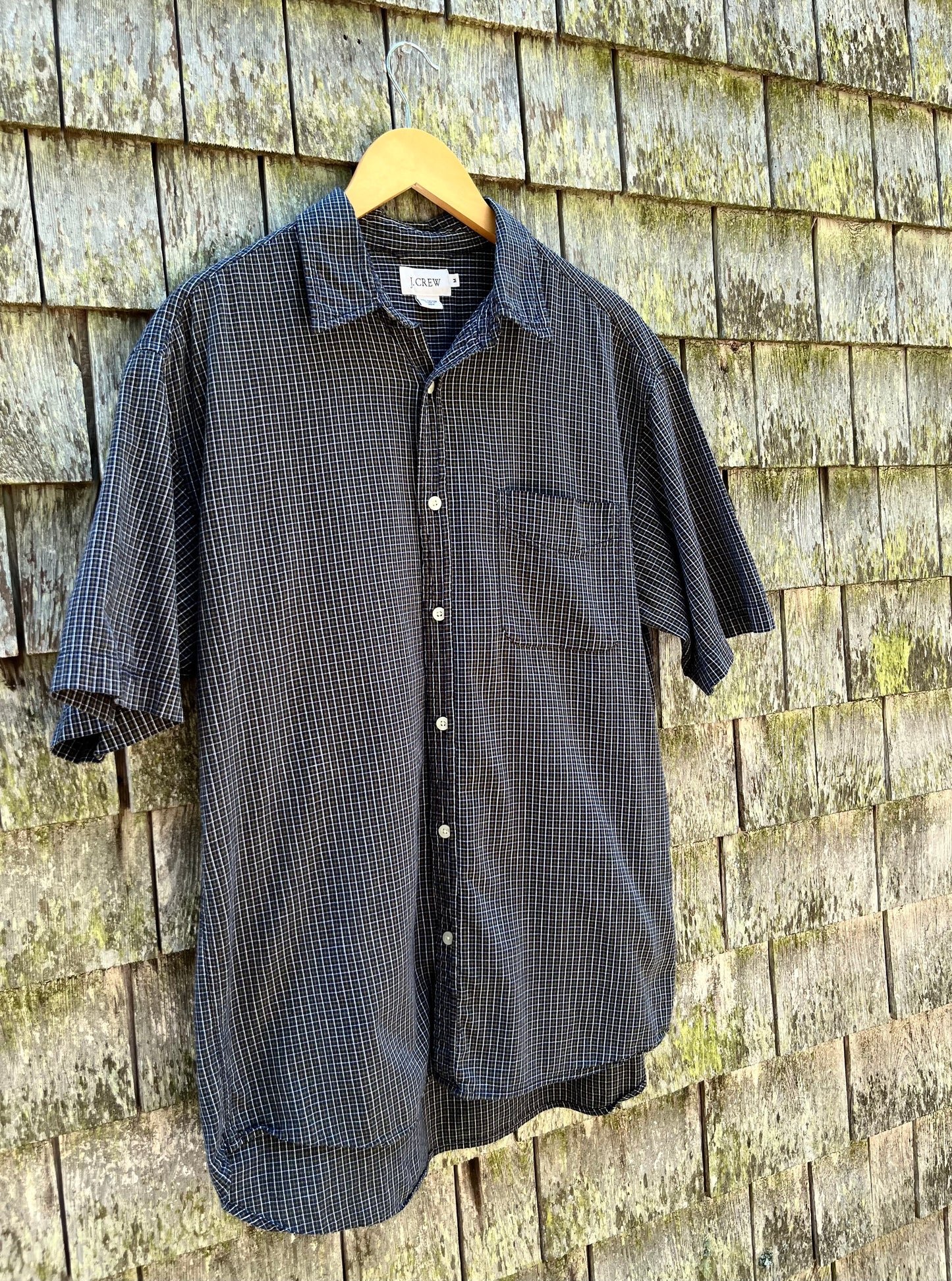 90s J.Crew Lightweight Cotton Check Button Front Shirt (L)
