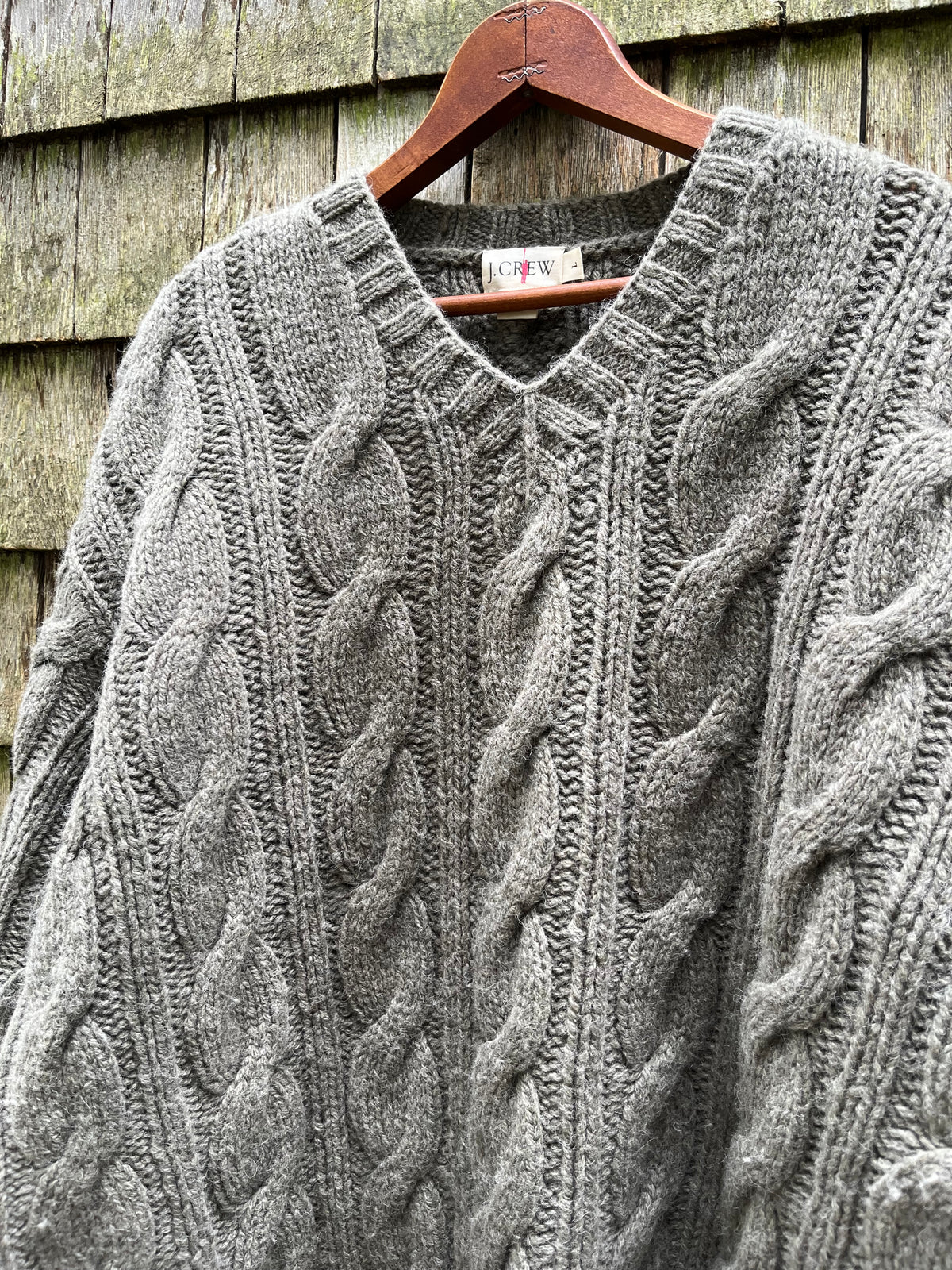 90s J.Crew Chunky Cable Knit Wool Sweater (XL)