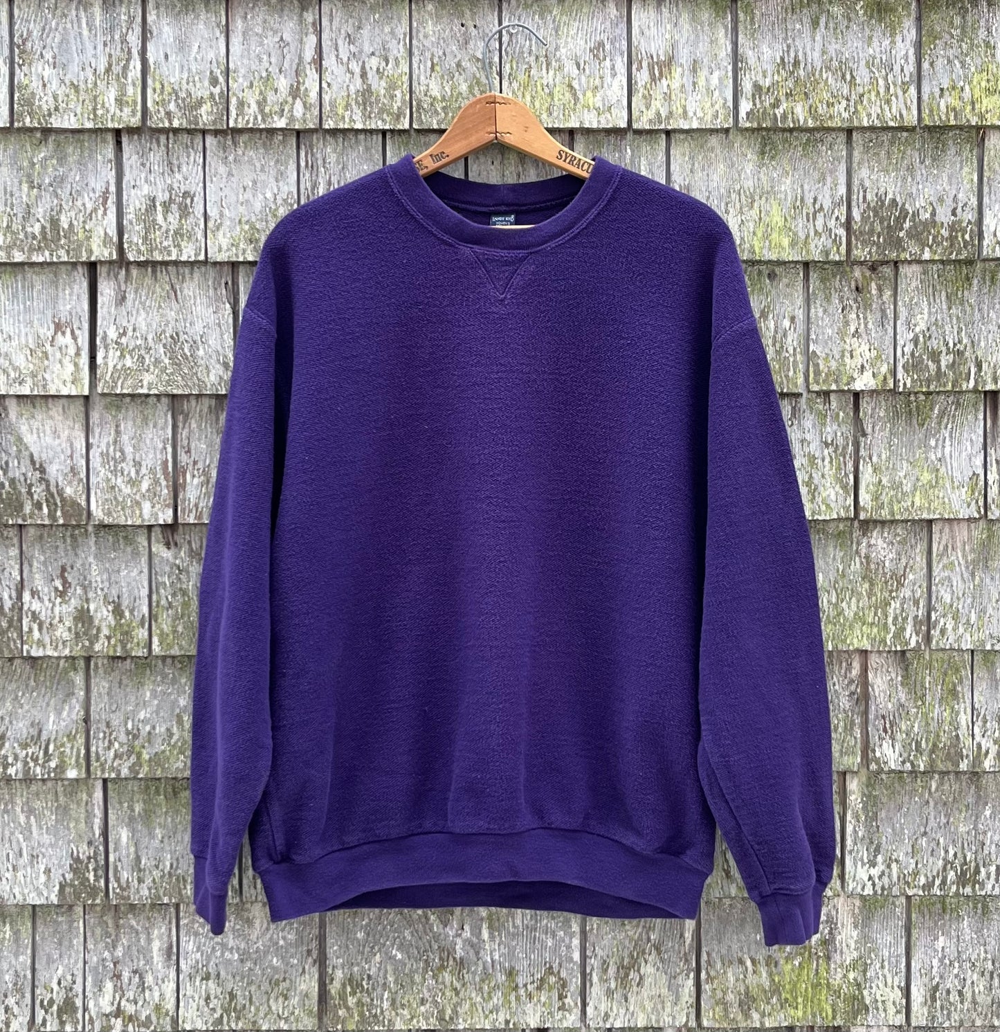 90s Lands’ End ‘Cobble Cloth’ Pique Weave Cotton Crewneck Sweatshirt (L)