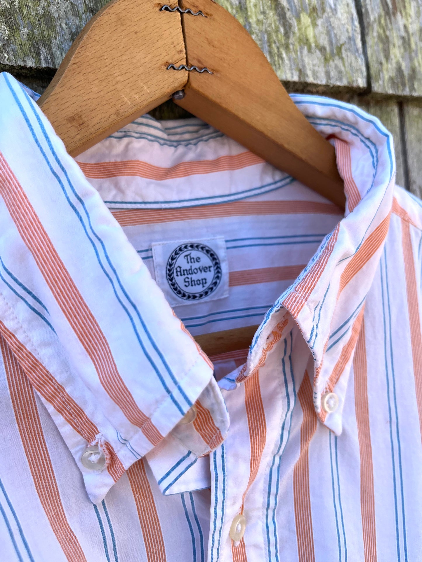 90s The Andover Shop Multi-Stripe Cotton Broadcloth Button Down Shirt (16.5/L)