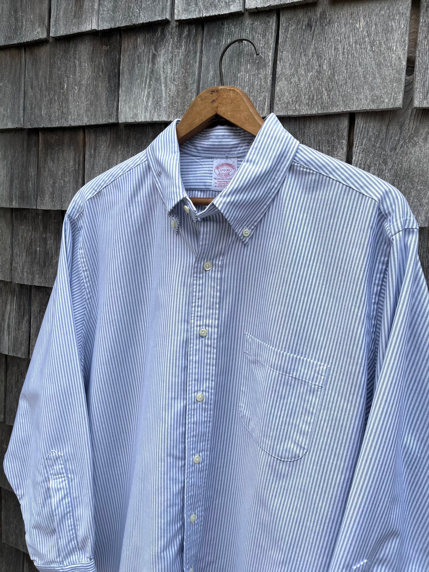 90s Brooks Brothers Makers University Stripe Oxford Cloth Button Down Shirt (17.5-3)