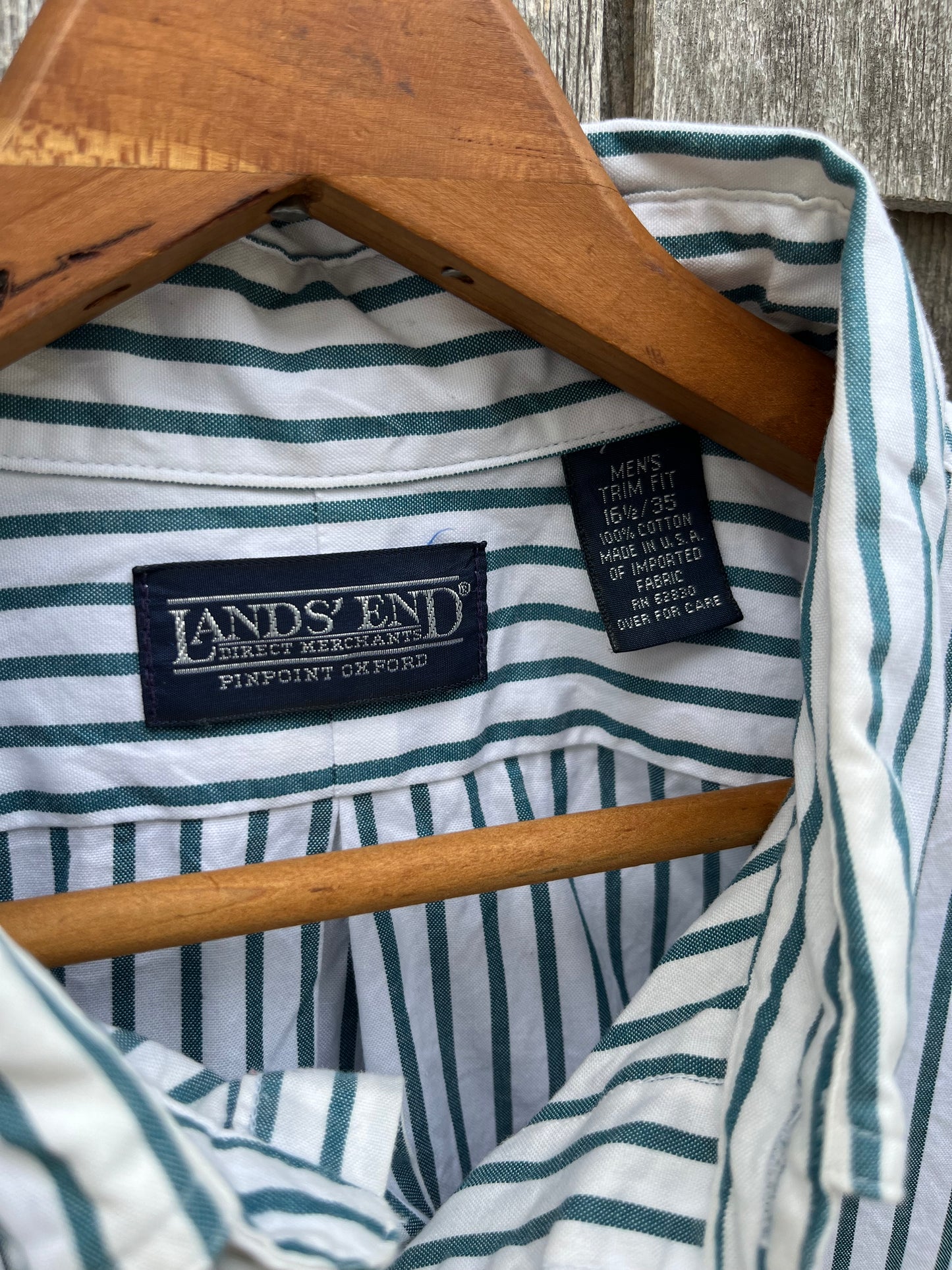 90s Lands’ End Candy Stripe Pinpoint Oxford Button Down Shirt (16.5 / 35)