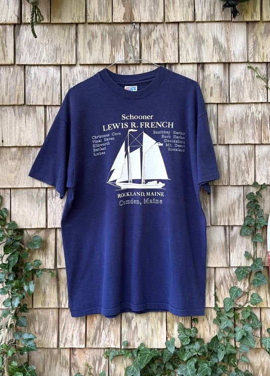 90s Schooner Lewis R. French Rockland Camden Maine T-Shirt (L)