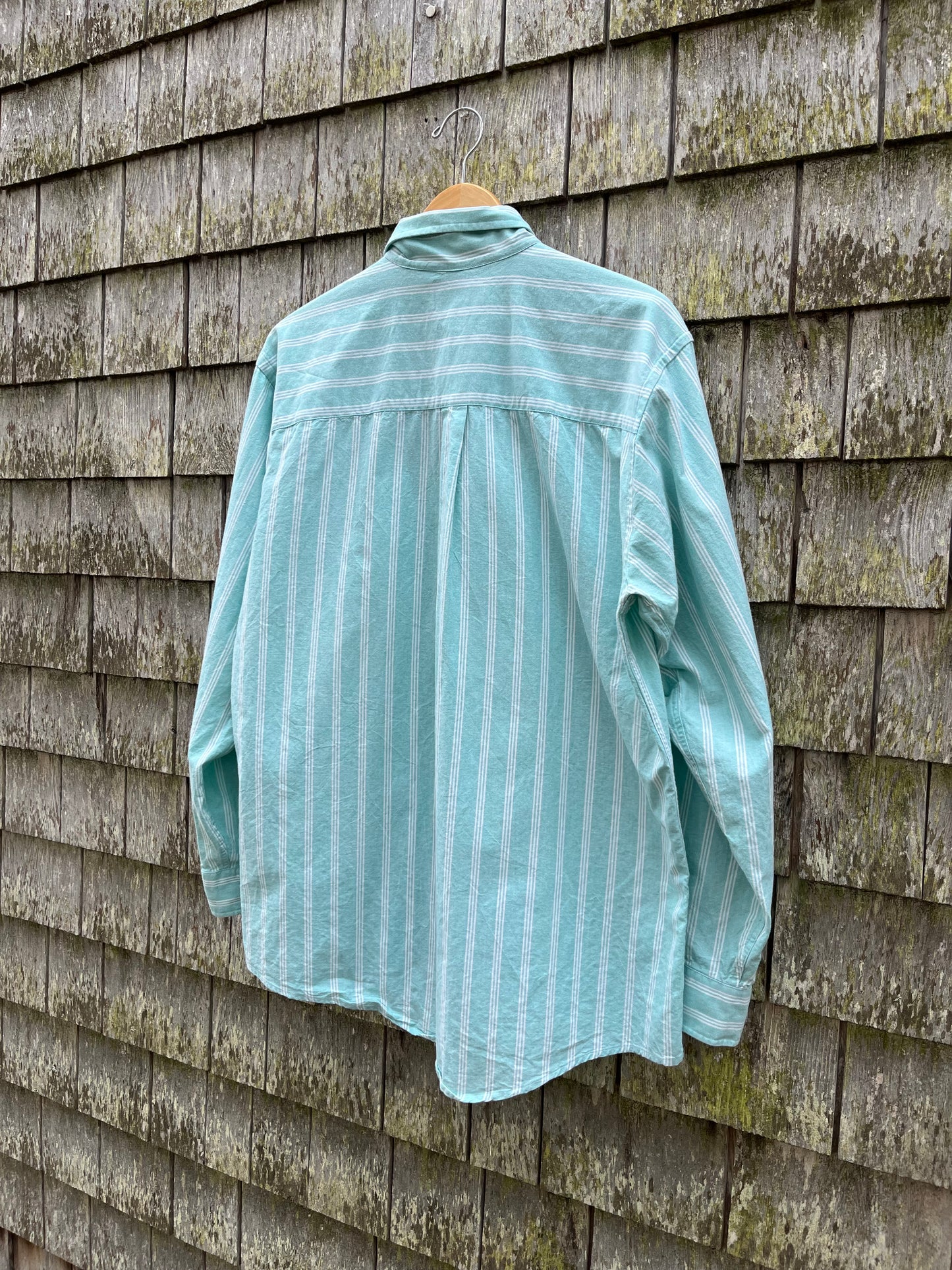 90s J. Peterman Striped Cotton Oxford Cloth Button Down Shirt (XL)