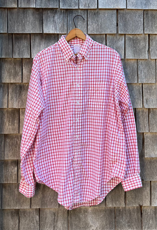 ~90s Brooks Brothers Makers Cotton Broadcloth Check Button Down Shirt (16-5)