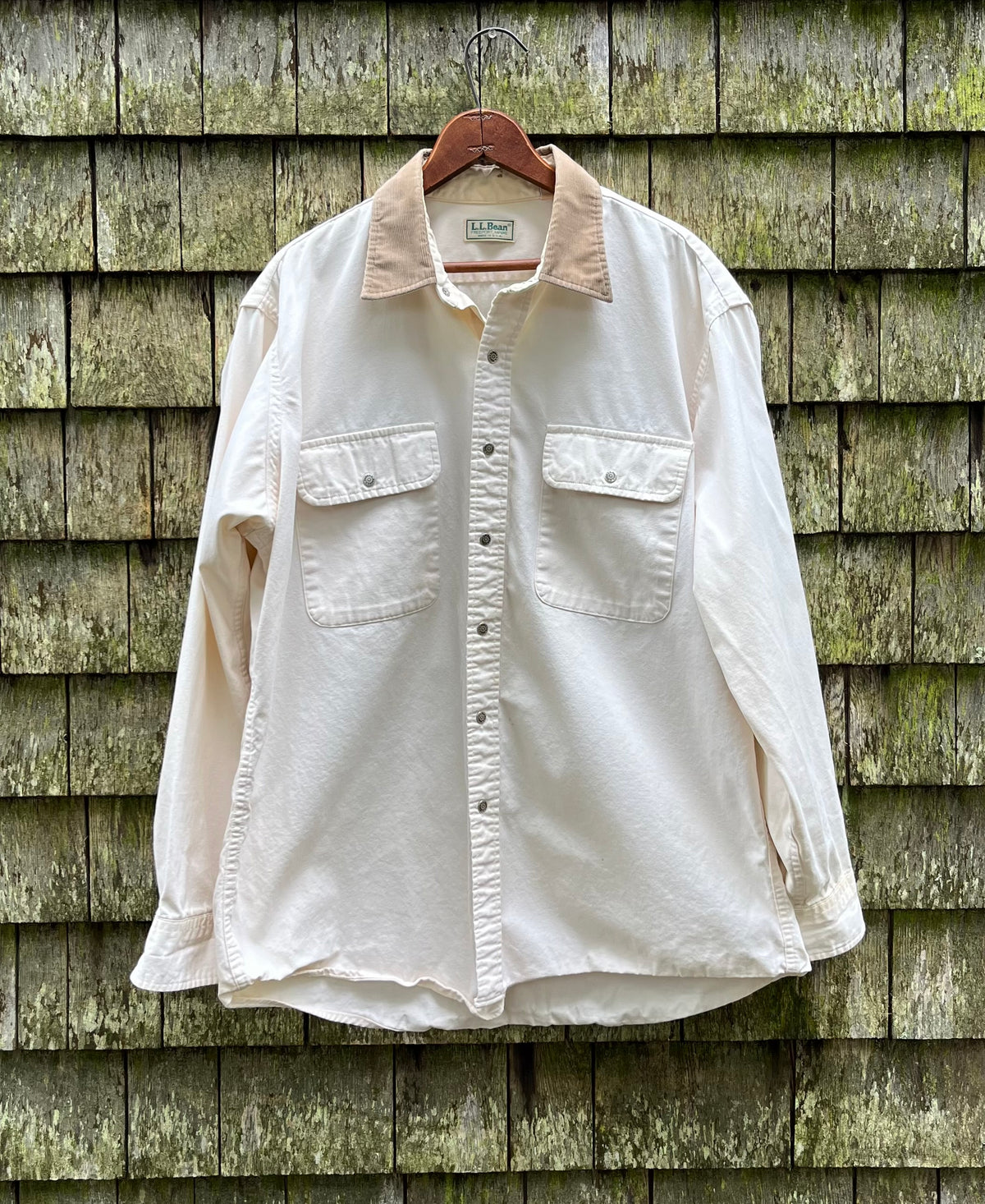 90s L.L. Bean Snap Front Cotton Canvas Work Shirt (XL)