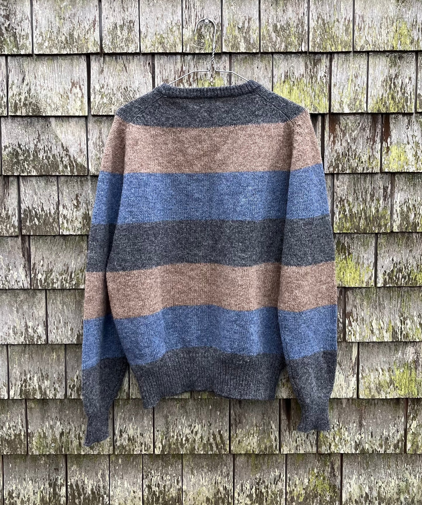 90s Puritan of Cape Cod Border Stripe Wool Sweater (L)