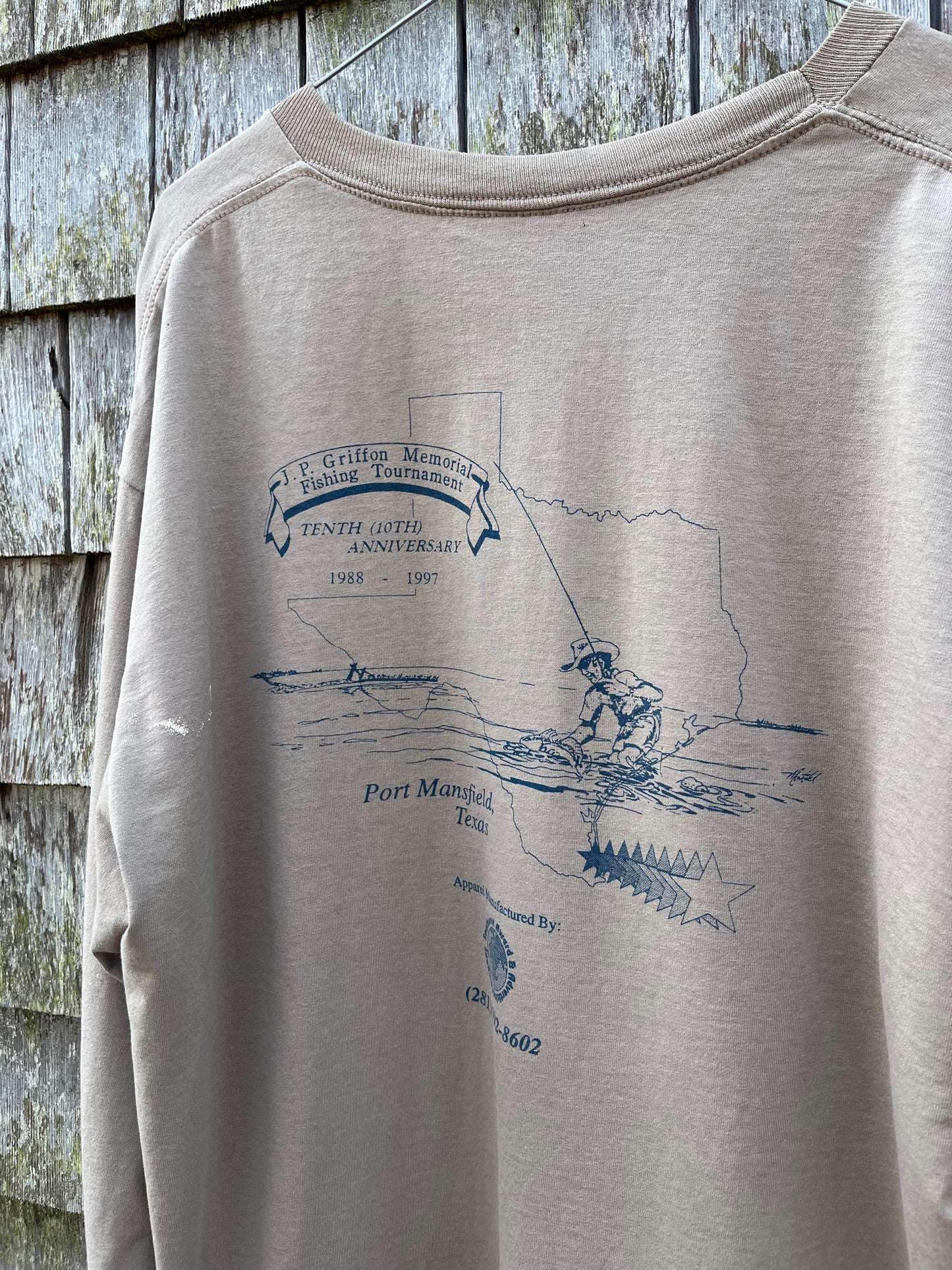 90s Texas J.P. Griffon Memorial Fishing Tournament Long Sleeve T-Shirt (XL)