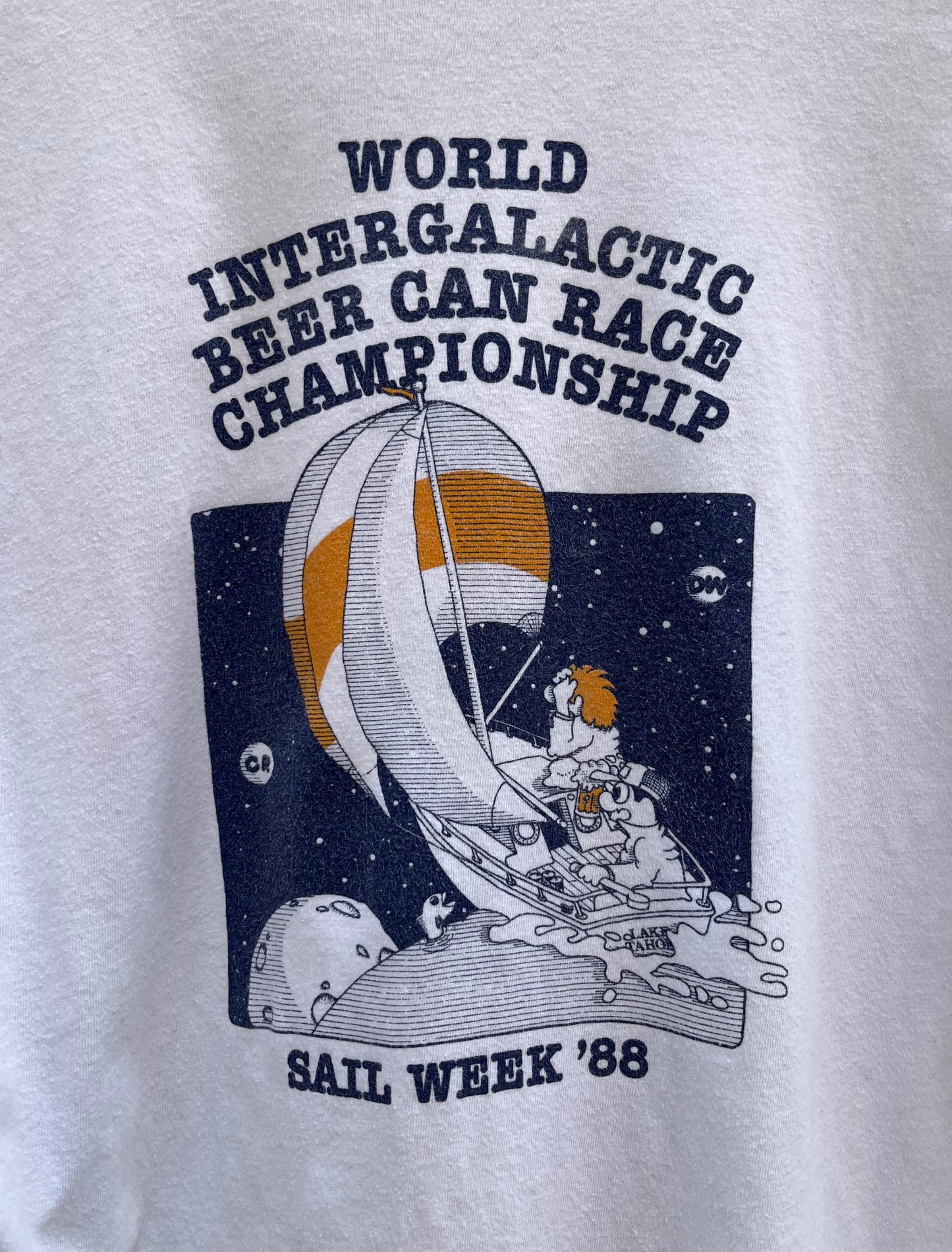 80s World Intergalactic Sailing Beer Can Race Championship Lake Tahoe T-Shirt (L)
