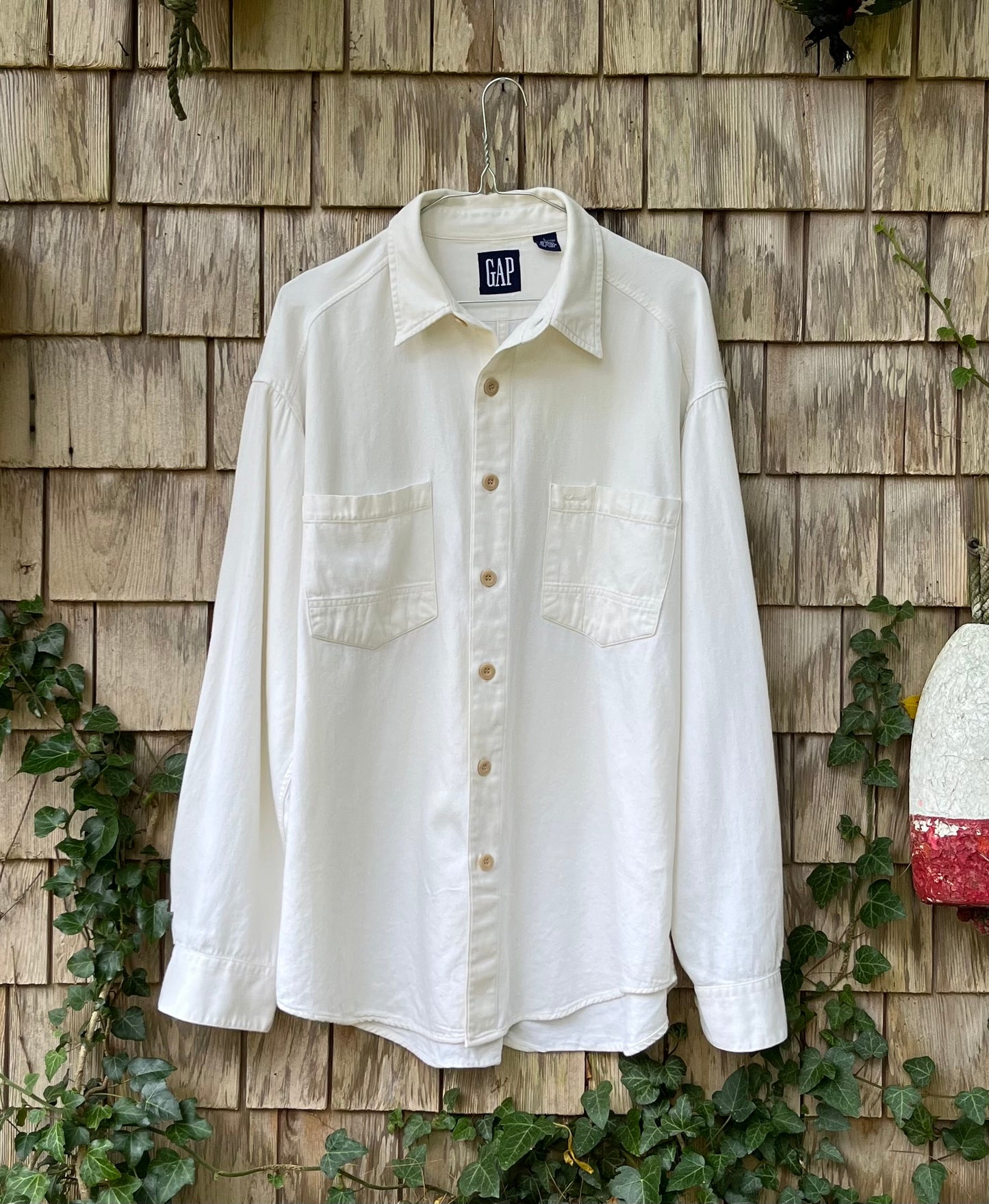 90s GAP Cotton Twill Button Front Work Shirt (XL)