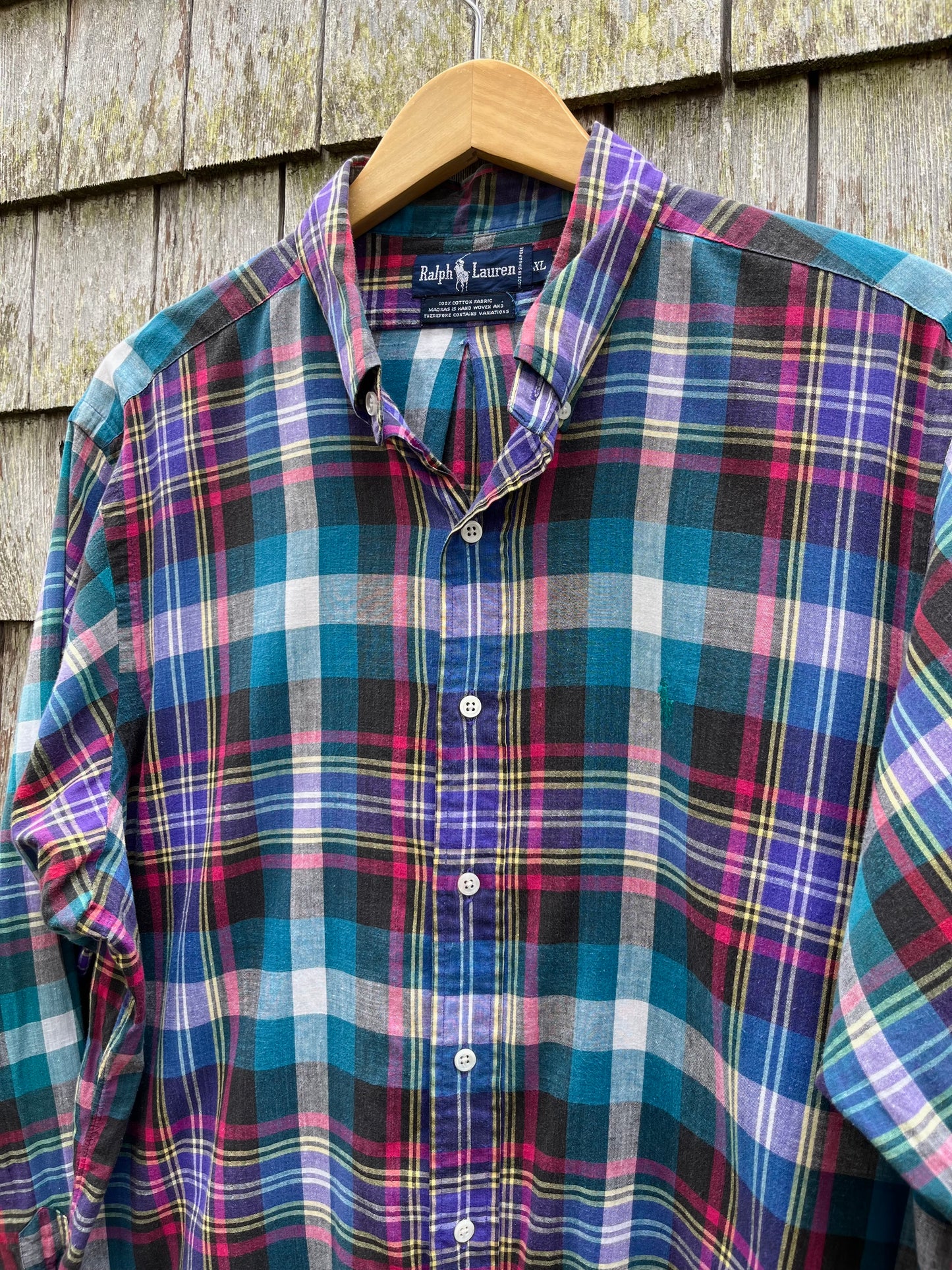 90s Polo Ralph Lauren Cotton Madras Button Down Shirt (XL)