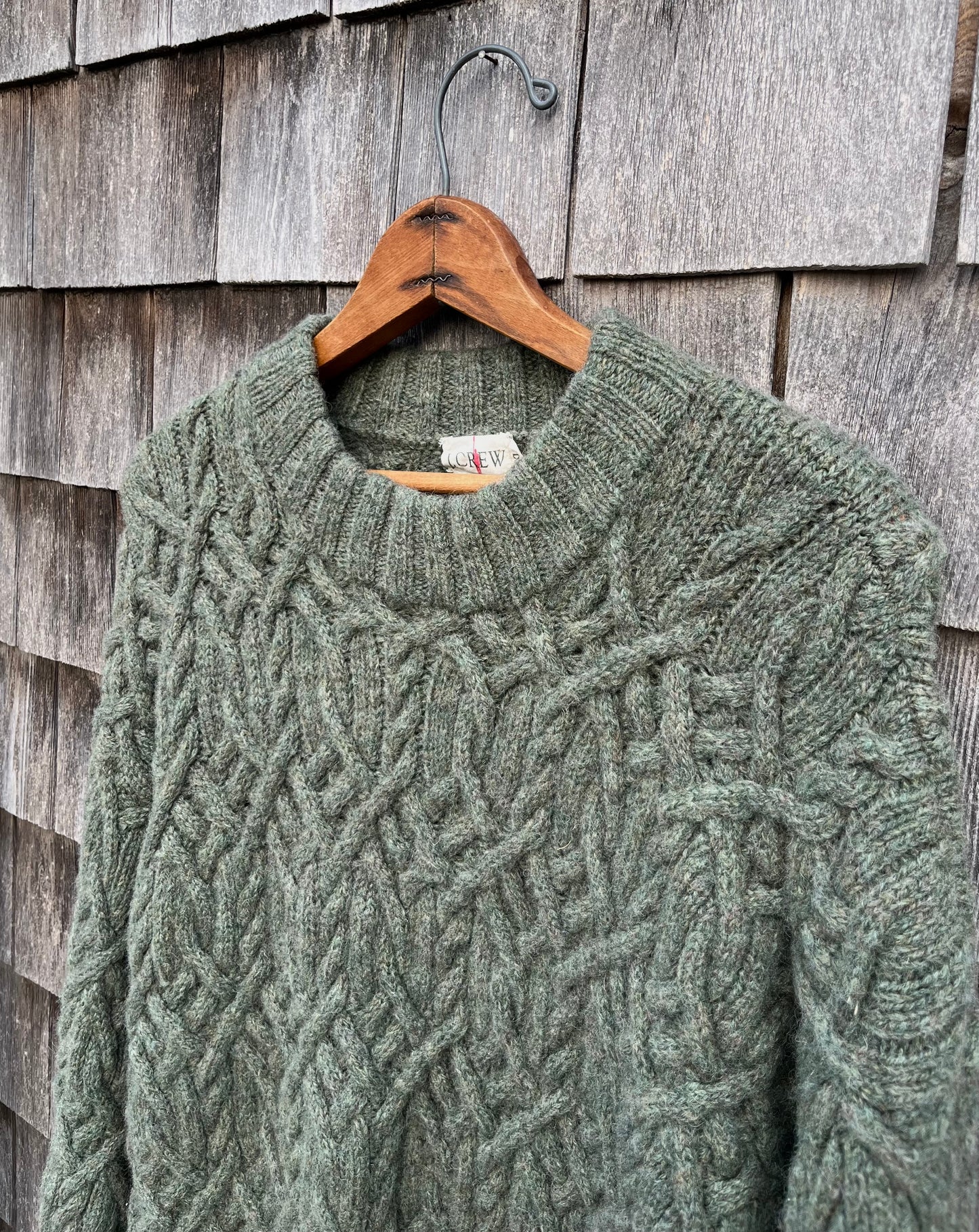 90s J. Crew Chunky Lattice Knit Wool Sweater (XL)