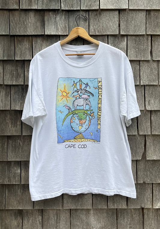 90s Fabric Art Prints Cape Cod 'A Delicate Balance' T-Shirt XL